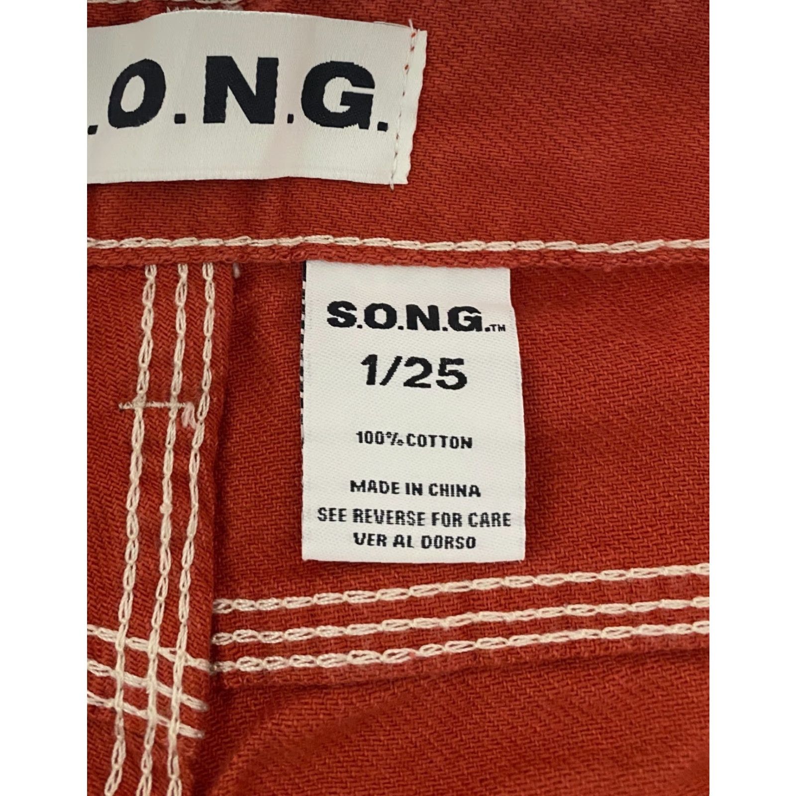 Vintage S.O.N.G Pants Carpenter 90s High Rise Juniors Size 1 Womens Rust Red Straight Leg Pockets Workwear Size 42" / US 20 - 6 Thumbnail