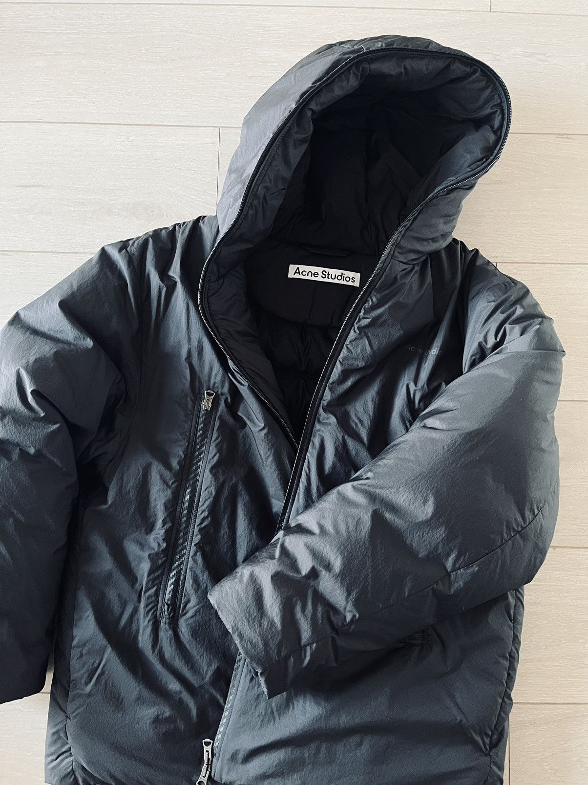 image of Acne Studios Puffer Down Parka in Black, Men's (Size Small)