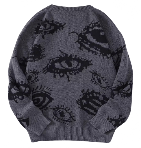 Japanese Brand Streetwear Abstract Eyes Jacquard Knitted Sweatshirt Size US S / EU 44-46 / 1 - 2 Thumbnail