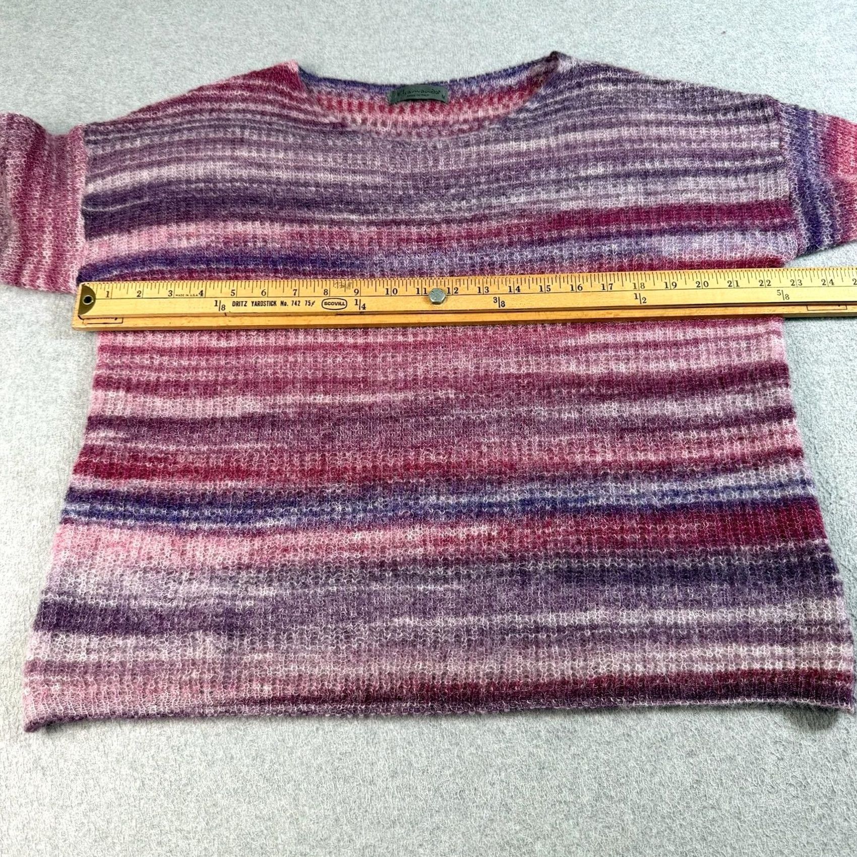Vintage Elsamanda Sweater Women M Pink Wool Alpaca Mohair Italy Striped Bohemian Crew Neck Long Sleeve Knitted Pullover Size M / US 6-8 / IT 42-44 - 5 Thumbnail