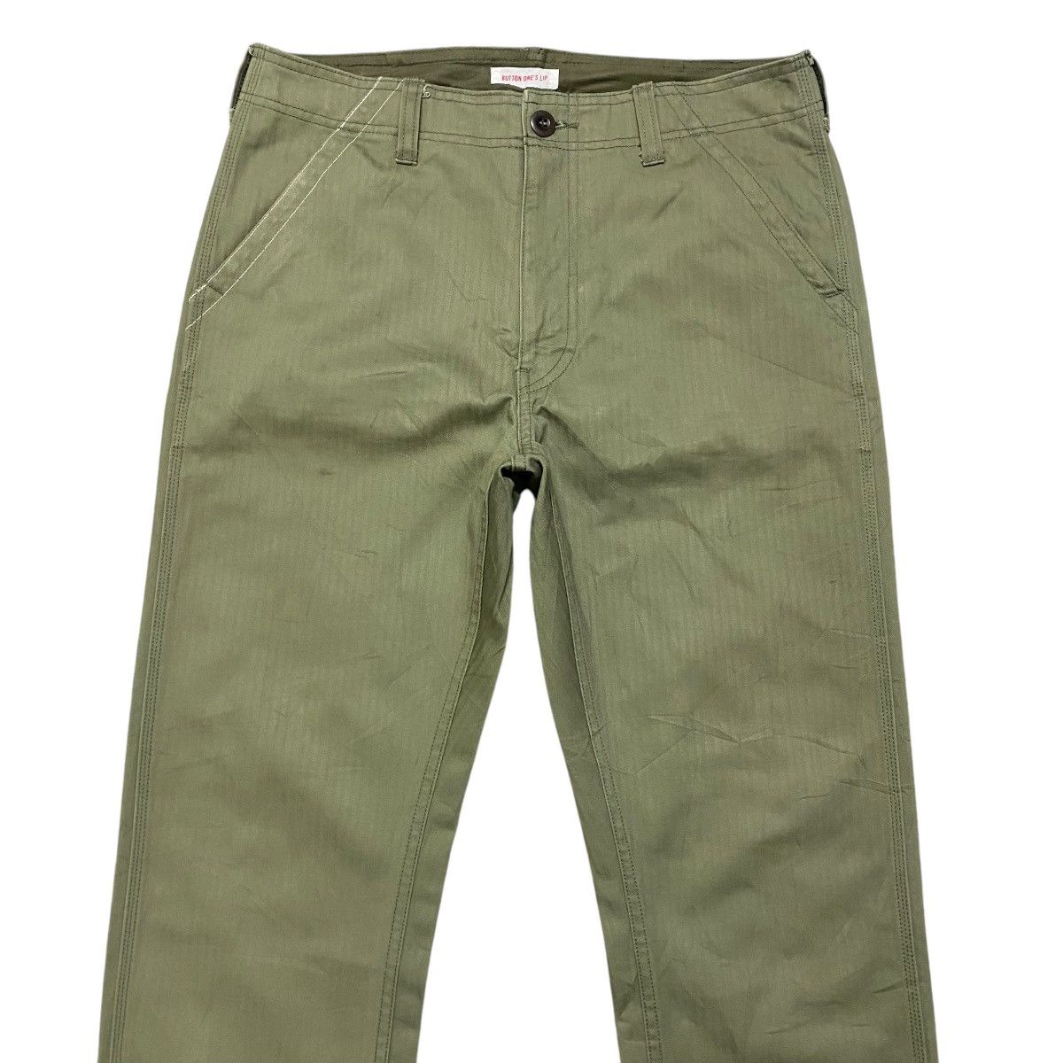 Japanese Brand BUTTON ONE'S LIP Herringbone Fatigue Pants Size US 30 / EU 46 - 3 Thumbnail