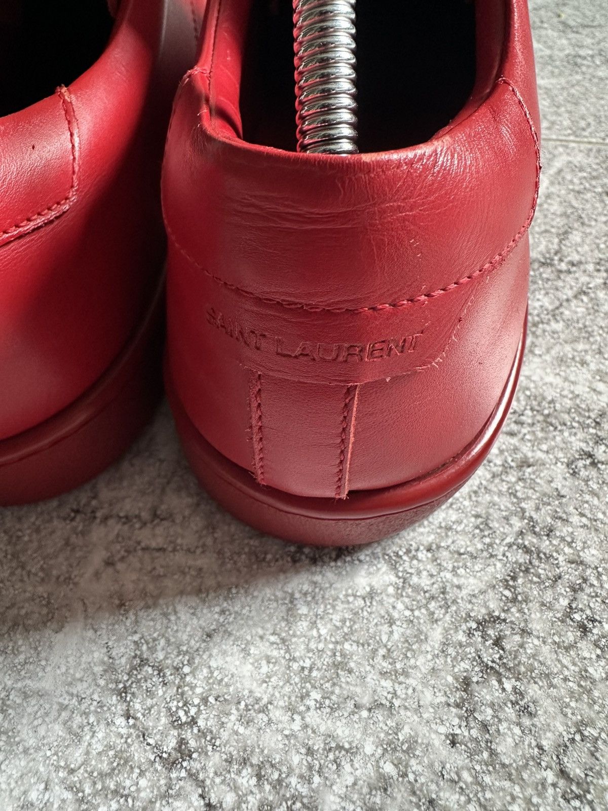 Saint Laurent Paris Saint Laurent SL01 Red Leather Low Sneakers Size US 9 / EU 42 - 9 Thumbnail