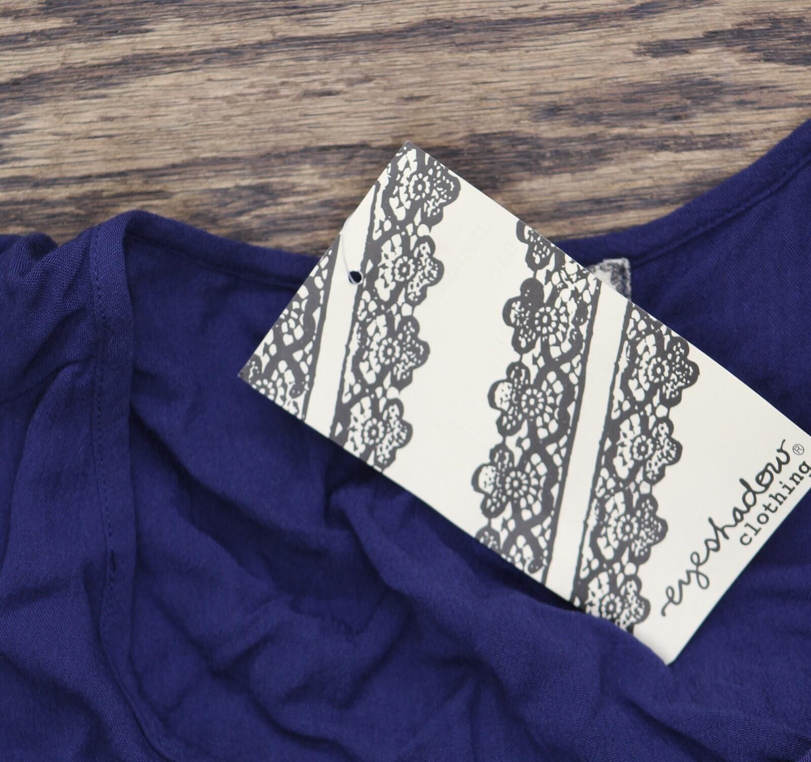 Other Eyeshadow Flutter-sleeve High-low Blouse Top Navy Blue M Size M / US 6-8 / IT 42-44 - 3 Thumbnail