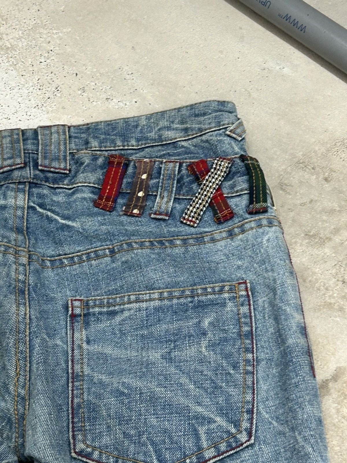 Hysteric Glamour Wave List Double Japan Waist Clawn Marks Cracked Washed Size US 31 - 16 Thumbnail