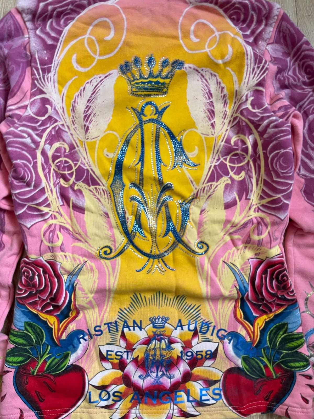 Christian Audigier Christian Audigier "Panther & Roses" Print Zip-Up Hoodie Size XXS / US 00 / IT 34 - 3 Thumbnail