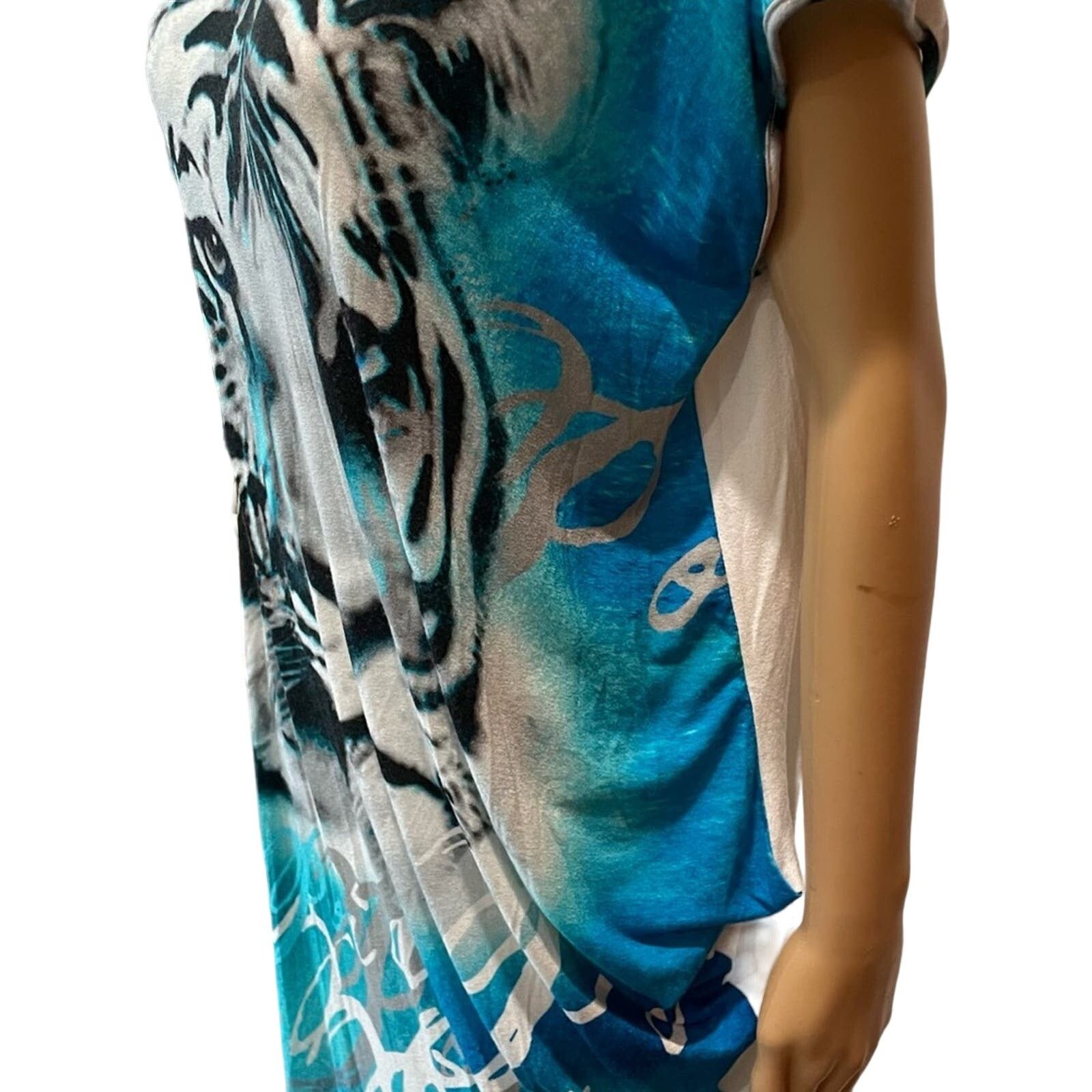 Krizia Uomo KRIZIA tiger print short asymmetrical sleeve women’s dress Size S / US 4 / IT 40 - 2 Thumbnail