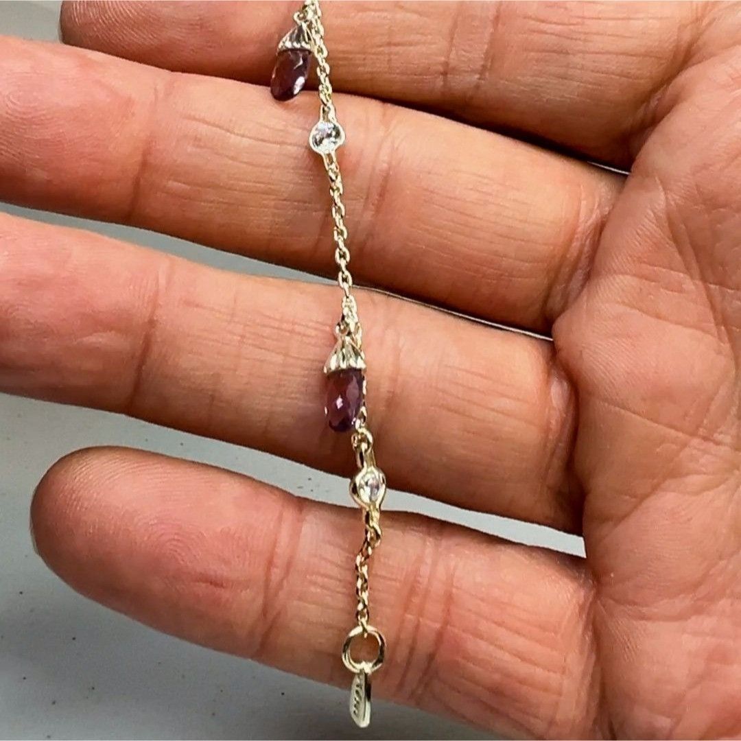 Designer Women's Small Charm Bracelet with Purple and Cubic Zirconia Size ONE SIZE - 3 Thumbnail