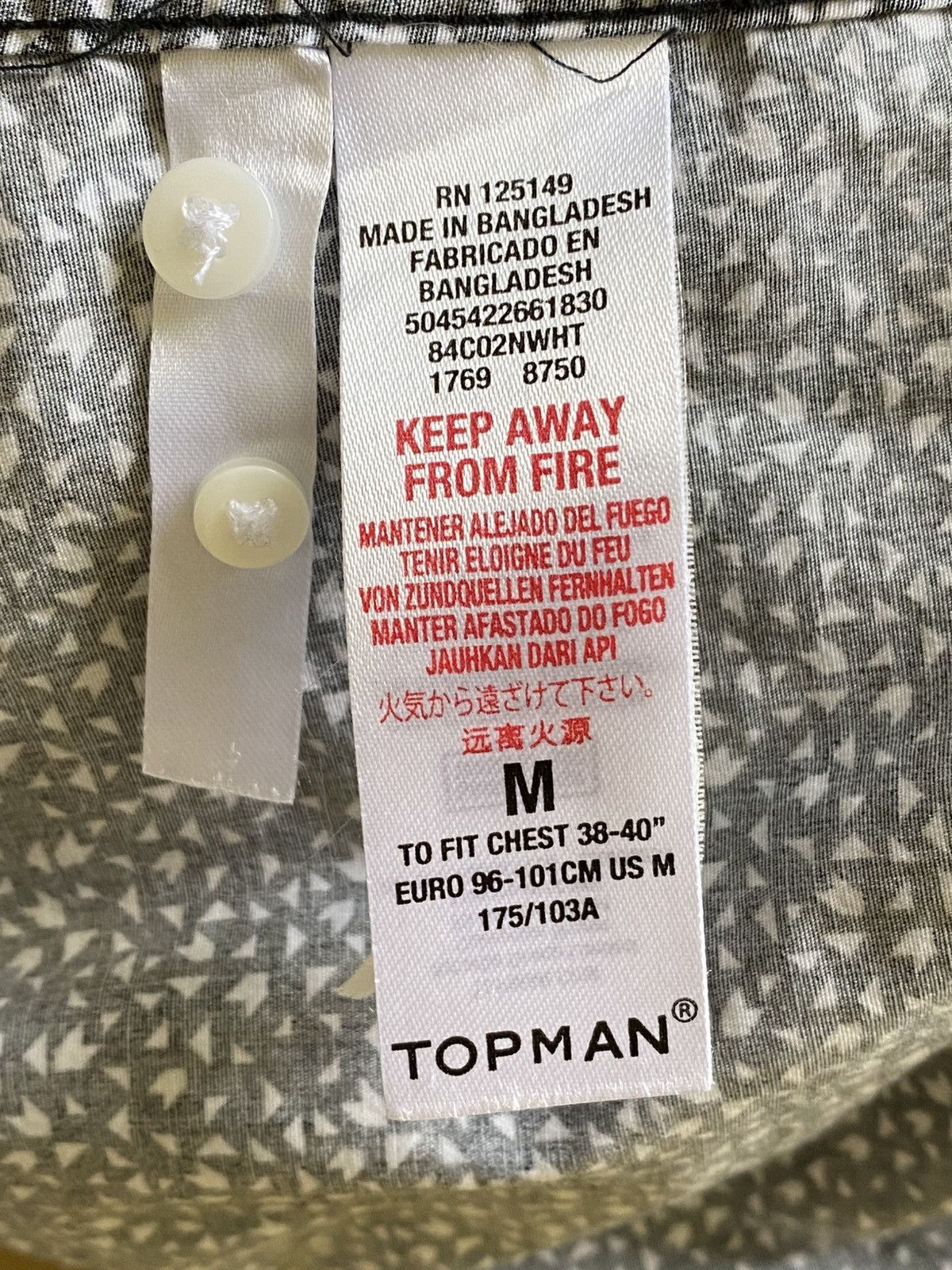 Topman Topman Men’s M Medium Long Sleeve Button Shirt Black & White Size US M / EU 48-50 / 2 - 5 Thumbnail
