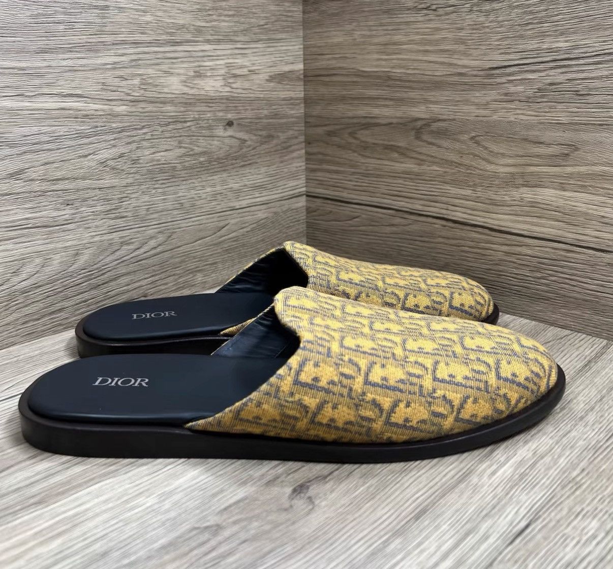 Dior Dior INDIOR Black & Yellow All-over Print Mule Slides J41 Size US 9.5 / EU 42-43 - 3 Thumbnail
