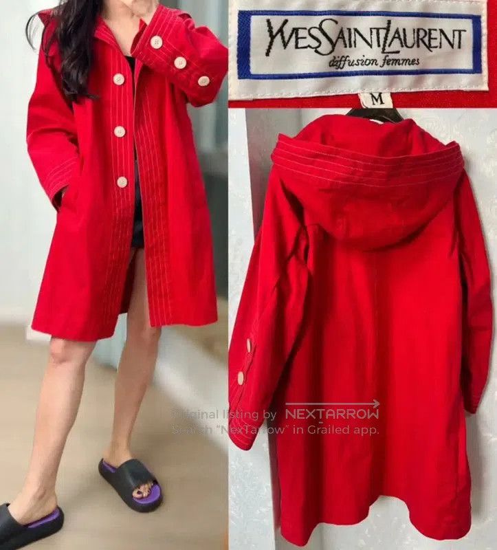 Yves Saint Laurent Yves Saint Laurent Red Cotton Women's Coat . Size XXS / US 00 / IT 34 - 1 Thumbnail