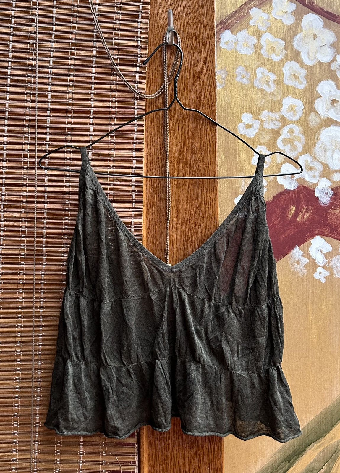 image of Early 90’S Gucci By Tom Ford Silk Crop Top Spaghetti Straps in Green, Women's (Size Small)