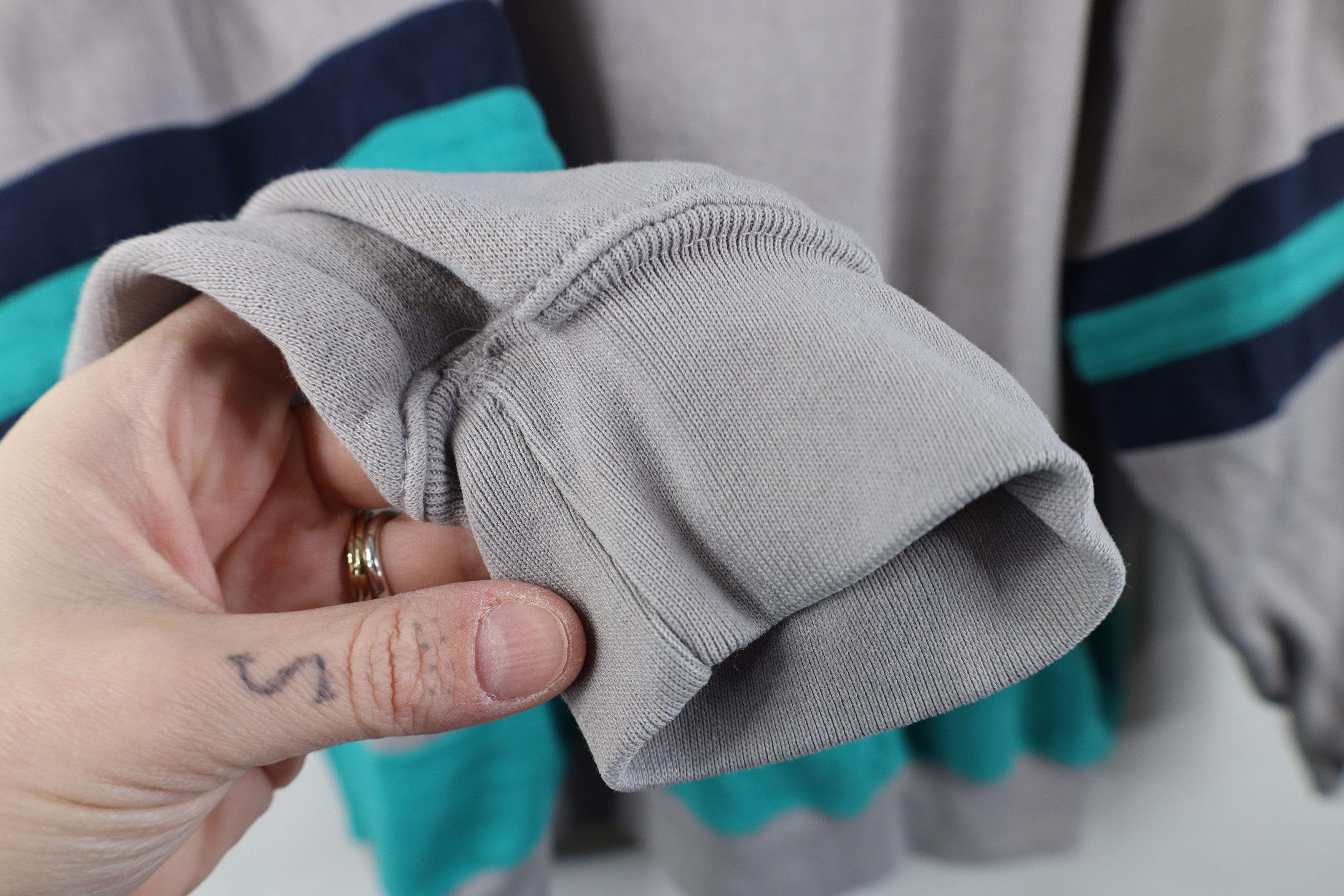 Vintage Vintage 90s Streetwear Striped Boxy Fit Collared Sweatshirt Size US XL / EU 56 / 4 - 10 Thumbnail