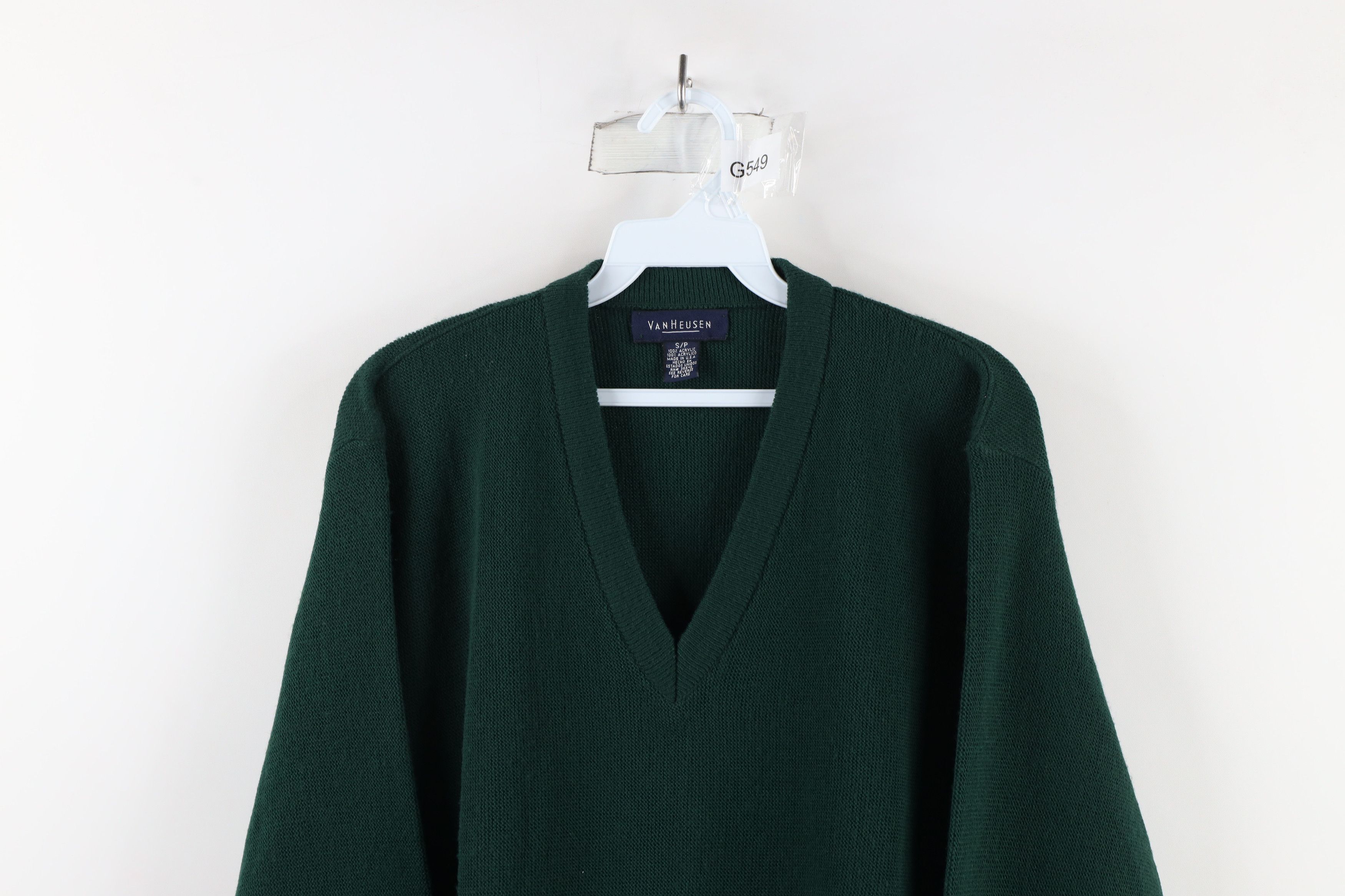 Vintage Vintage 90s Streetwear Knit V-Neck Sweater Hunter Green USA Size US S / EU 44-46 / 1 - 2 Thumbnail