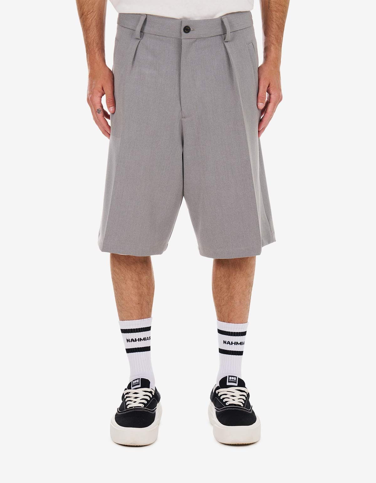 Nahmias Grey Pleated Shorts