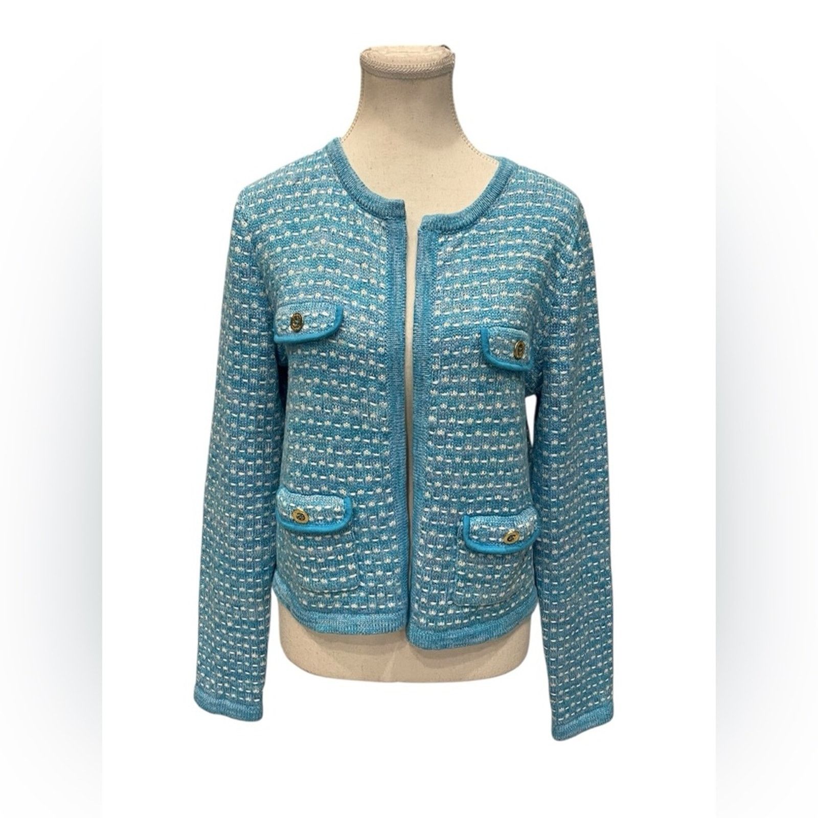 Lilly Pulitzer Lilly Pulitzer BlueMetallic Horizon KIENNA CARDIGAN L NWT Size L / US 10 / IT 46 - 1 Thumbnail