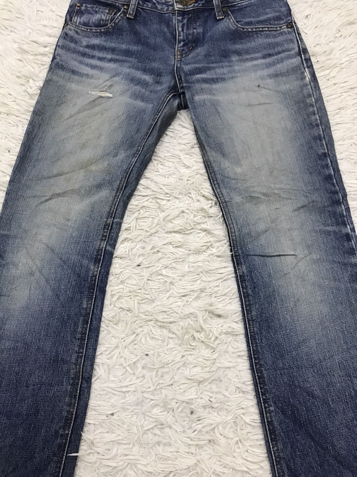 Designer 🔥Flare🔥 Vintage Alcali Distressed Denim Jeans Size US 29 - 3 Thumbnail