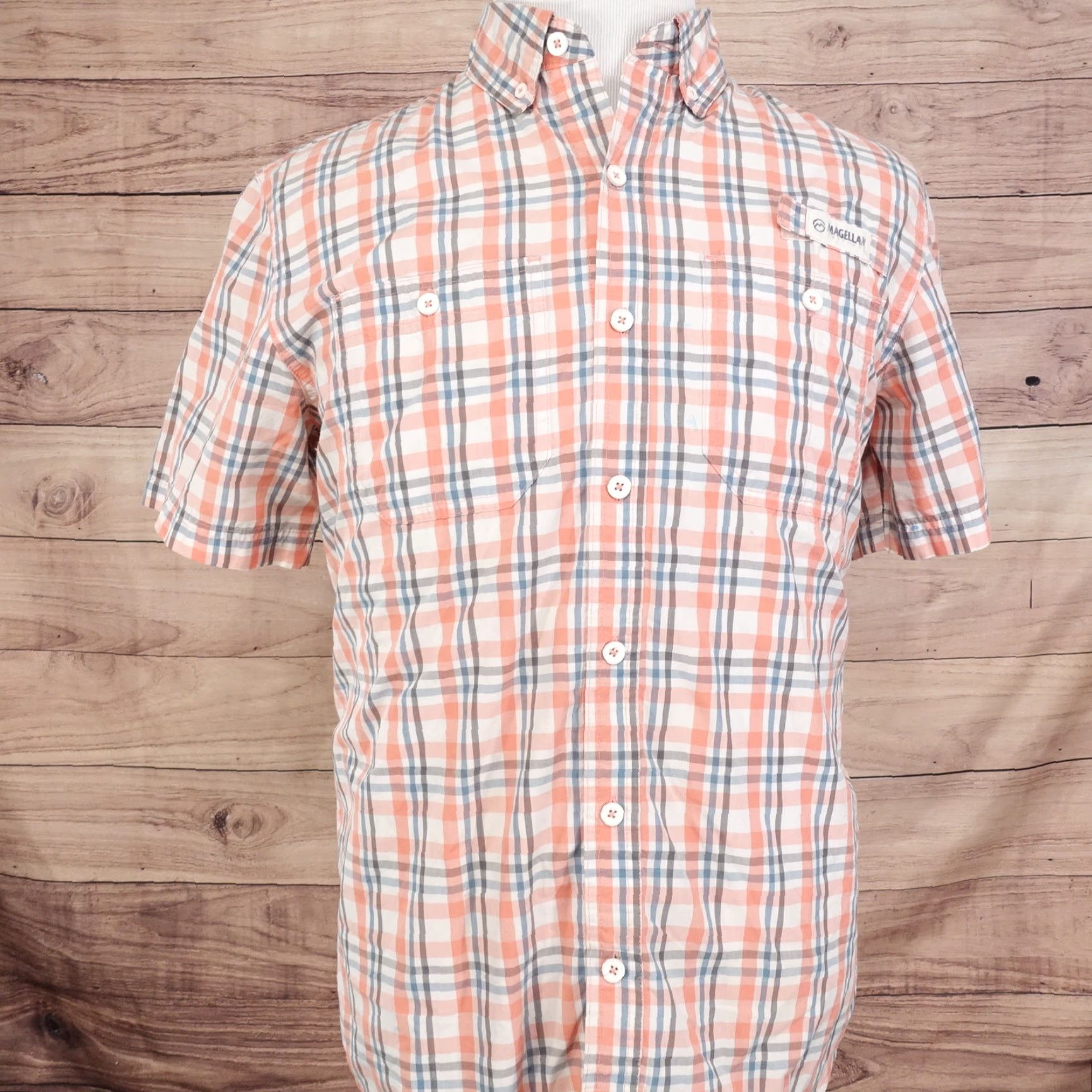 Vintage MAGELLAN OUTDOORS Shirt Men M Orange FISHING BUTTON UP SHIRT LOOSE FIT MAG SHIELD VENTED ***READ* Size US M / EU 48-50 / 2 - 5 Thumbnail