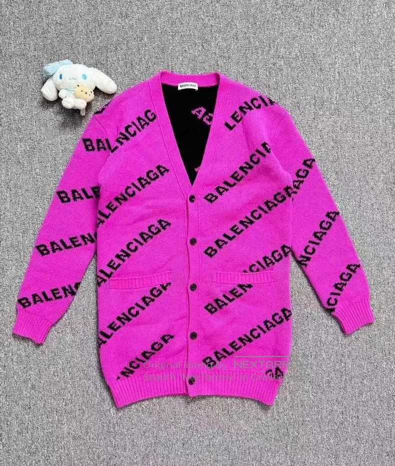 Balenciaga Balenciaga Pink Logo Wool Cardigan XS. Size US XS / EU 42 / 0 - 1 Thumbnail