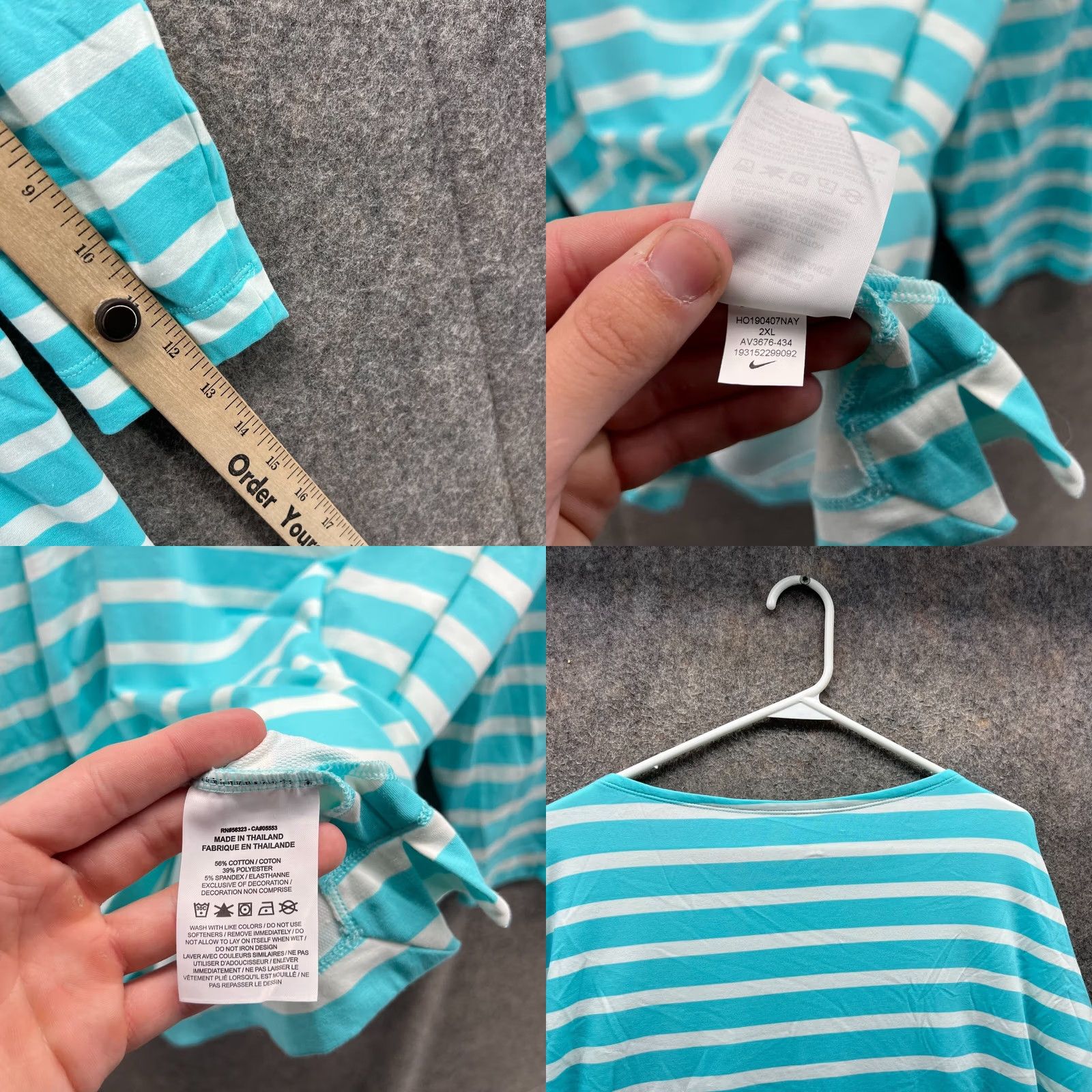 Nike VINTAGE Nike Shirt Womens 2XL Blue White Stripes Round Neck Dri Fit UV 3/4 Sleeve Size XXL / US 16-18 / IT 52-54 - 8 Thumbnail