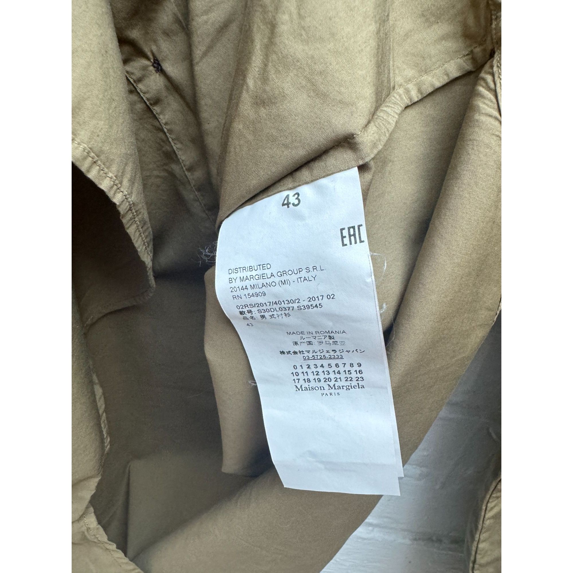 Maison Margiela Maison Margiela Kaki 4 Stitches Shirt Size 43 / L Size US L / EU 52-54 / 3 - 5 Thumbnail