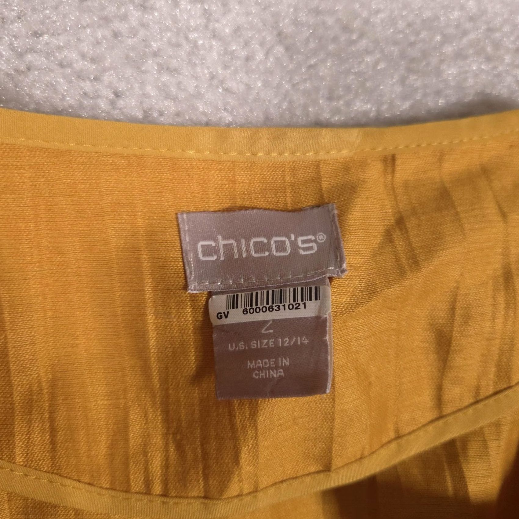 Vintage Chico's Jacket Womens 2 Yellow Linen Open Front Collarless Lightweight Mid-Length 3/4 Sleeve Relaxed Casual Business Womens Size XS / US 0-2 / IT 36-38 - 4 Thumbnail