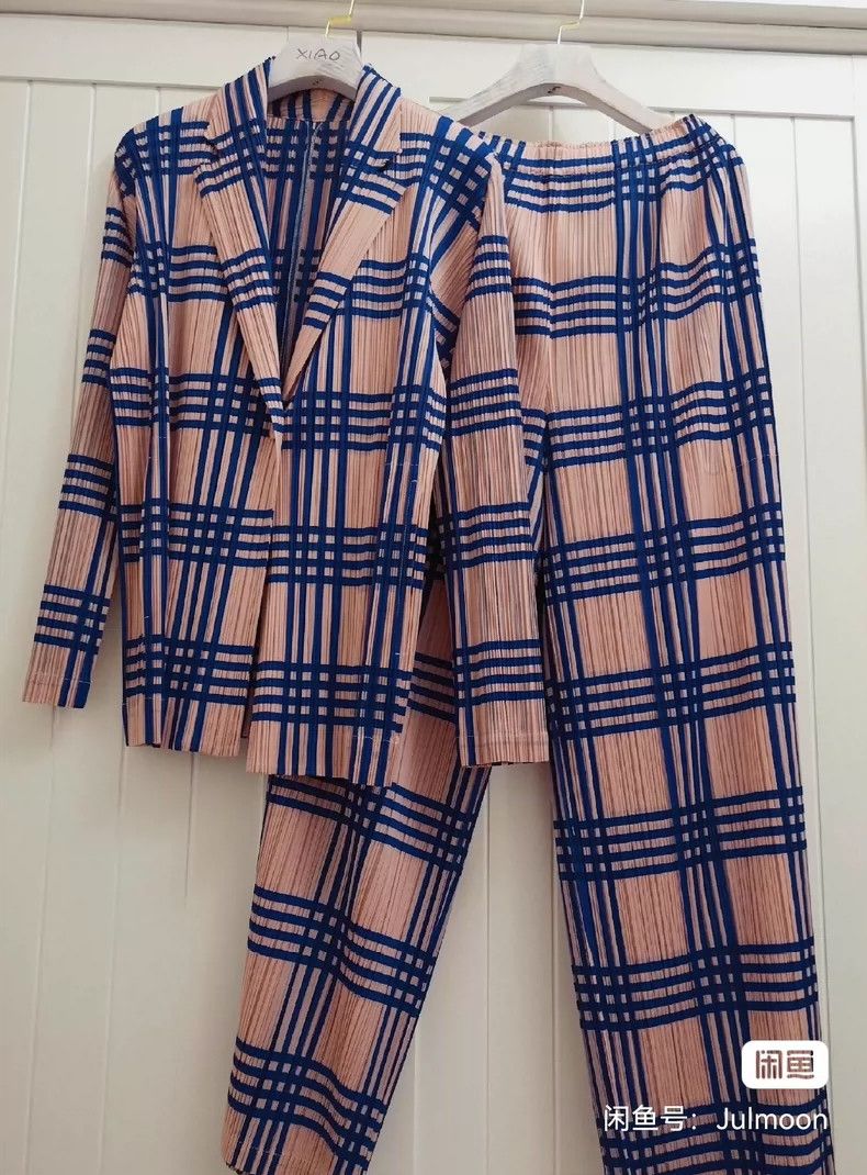 Issey Miyake Issey Miyake size:5 Plaid straight-leg pleated wide-leg pa Size 22" - 4 Thumbnail