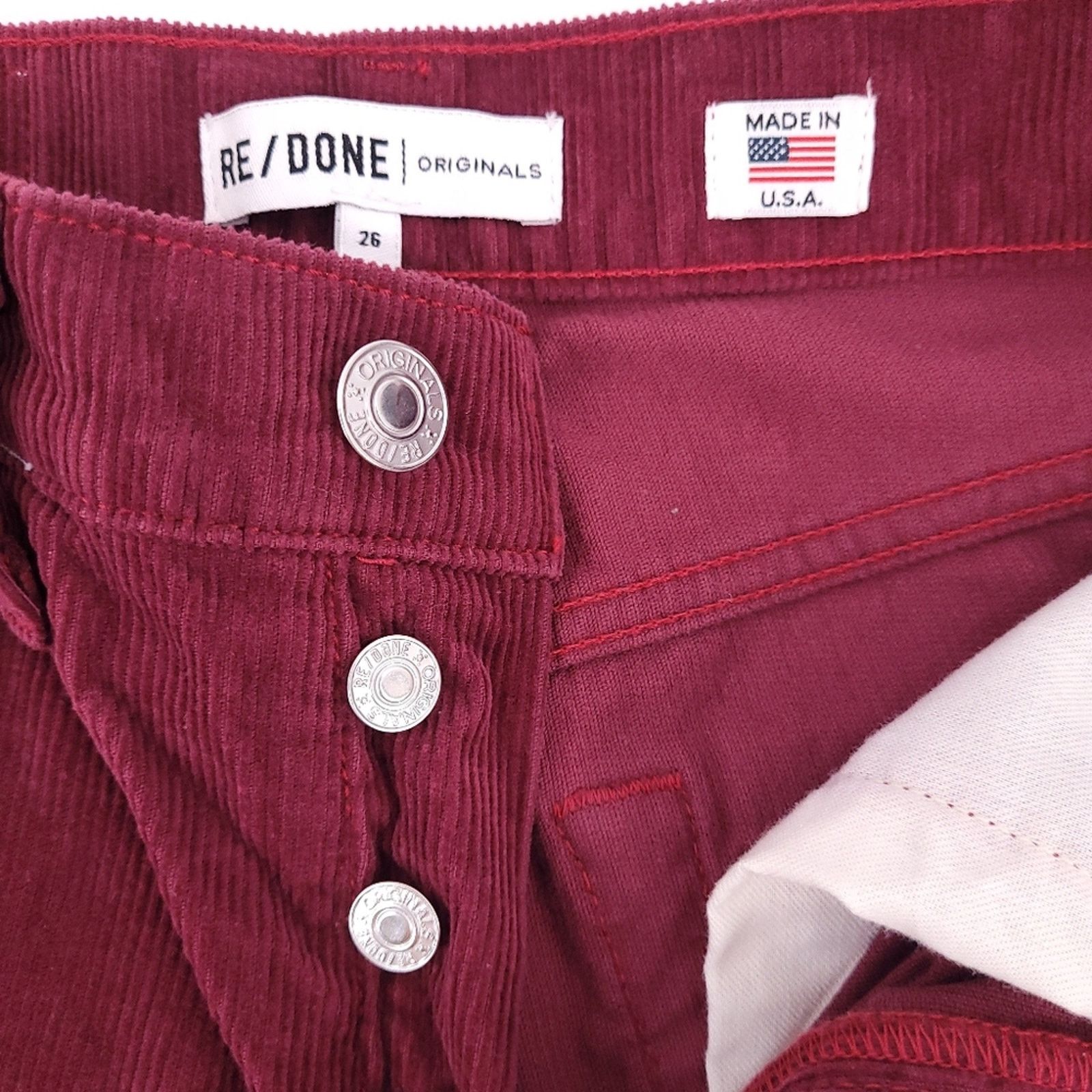 RE/DONE Re/done High Rise Originals Button Fly Corduroy Size 26" / US 2 / IT 38 - 5 Thumbnail