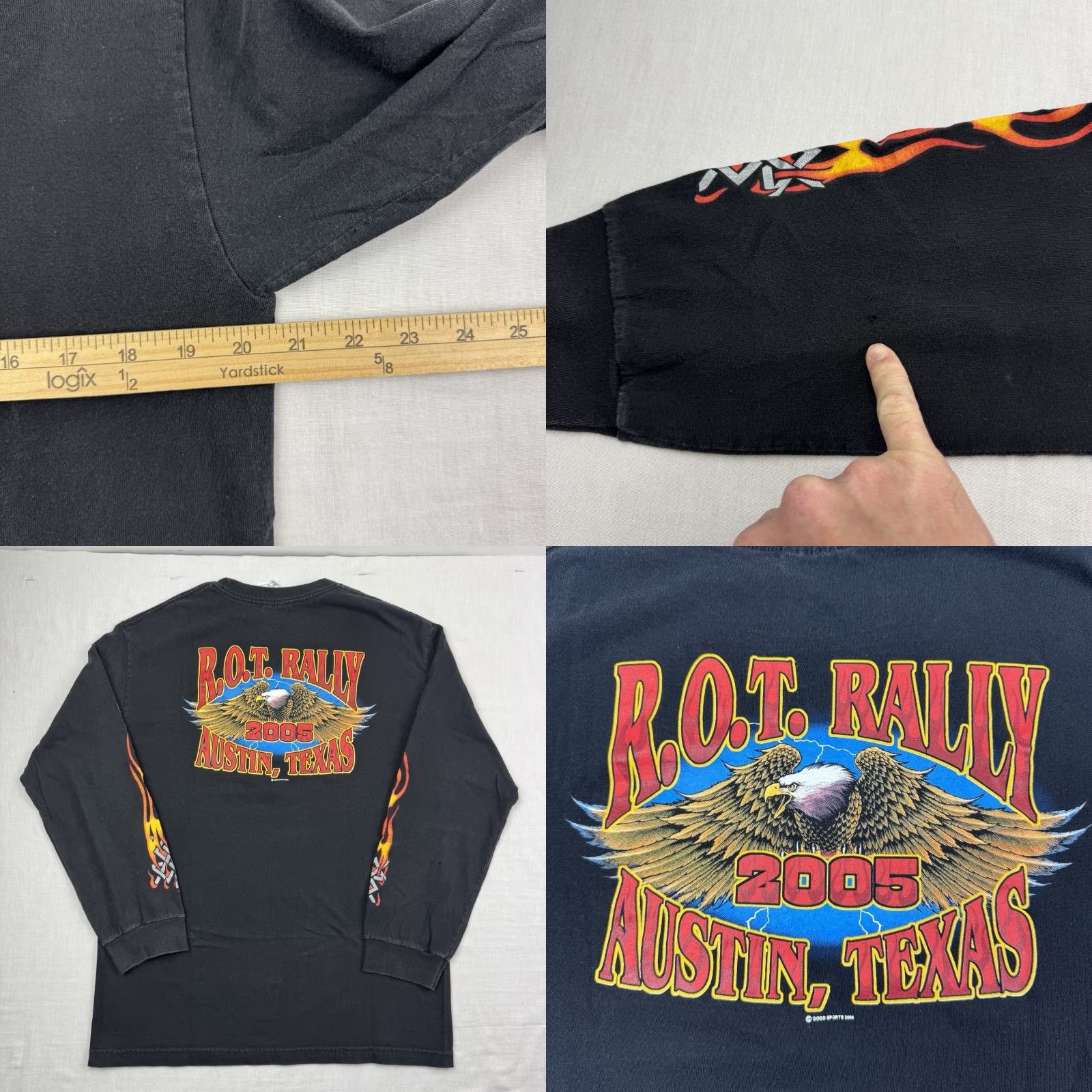 Vintage VINTAGE Alstyle Apparel & Activewear Biker Eagle Flames Long Sleeve Shirt Mens L Black 90s Y2K Graphic Print Crew Neck Band Vintage Biker Rally Punk Size US L / EU 52-54 / 3 - 8 Thumbnail