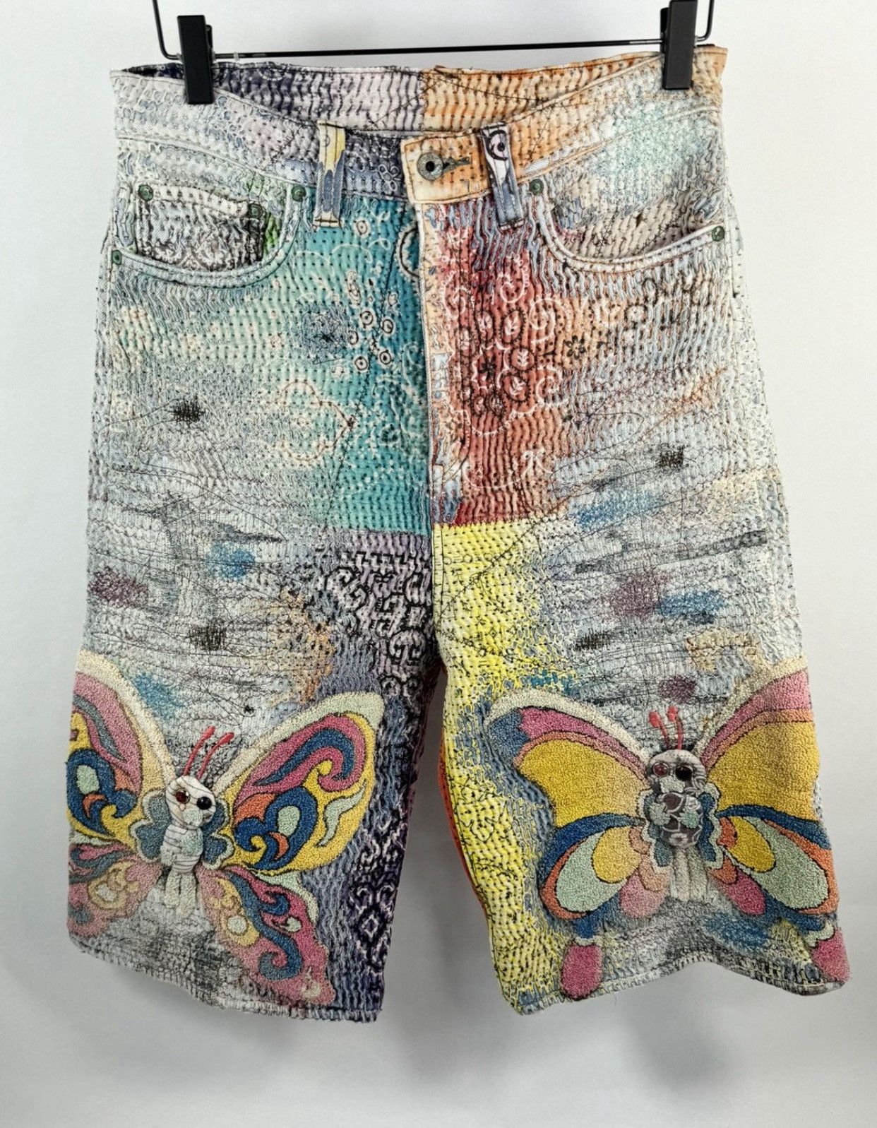 Proleta Re Art X ERI GLITCH DISTRESSED PATCHWORK SHORTS Size US 32 / EU 48 - 1 Thumbnail