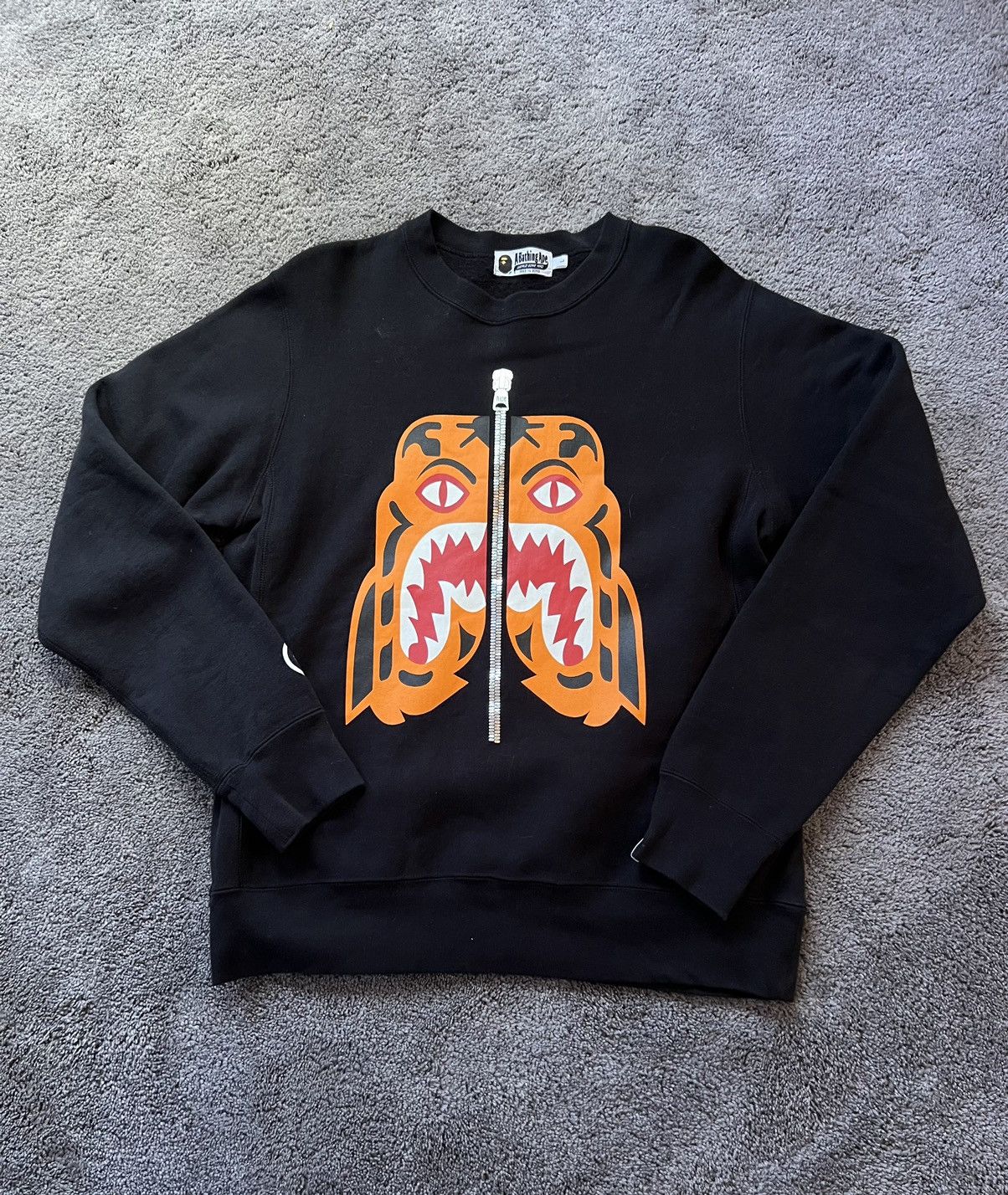 image of Bape Tiger Crewneck in Black, Men's (Size Large)