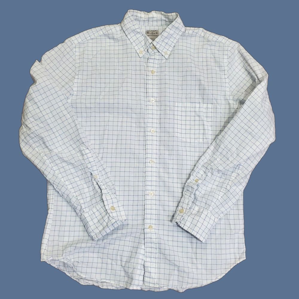 J.Crew J.CREW Shirt Mens Large White Blue Check 100% Cotton Button-Down Long Sleeve Size US L / EU 52-54 / 3 - 1 Thumbnail