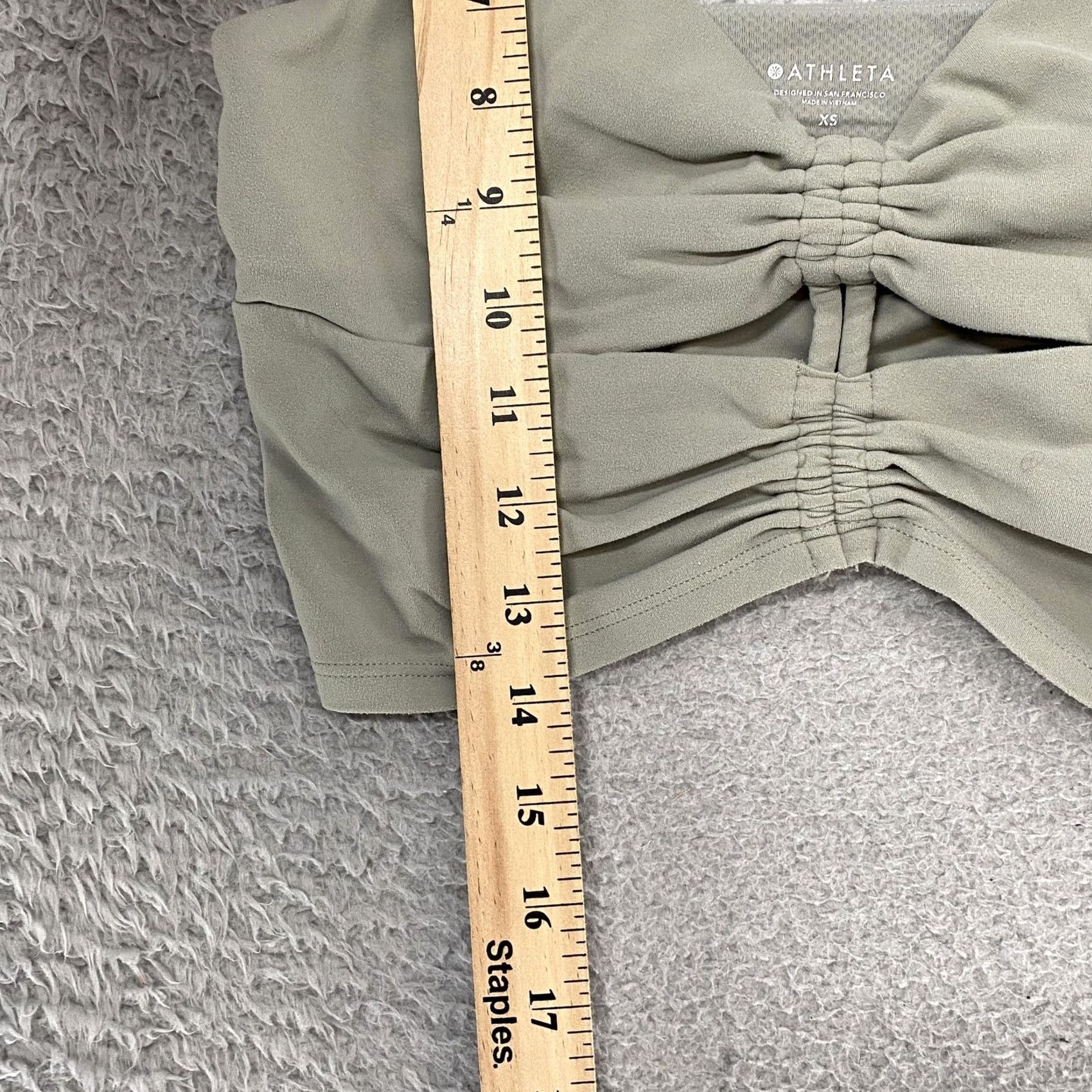 Athleta Athleta Sports Bra Womens XS Sage Green Ruched Cinched Longline Yoga Soft Size ONE SIZE - 4 Thumbnail