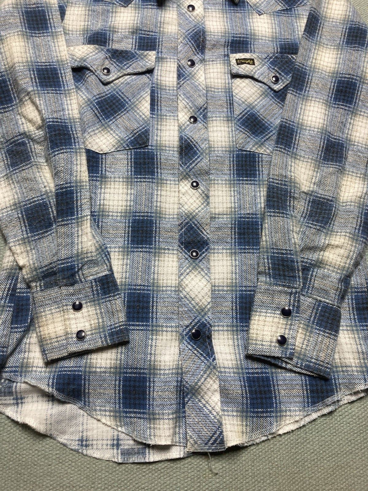 Vintage × Wrangler 70s Pearl snap flannel shirt wrangler shadow plaid womens 16 Size M / US 6-8 / IT 42-44 - 2 Thumbnail