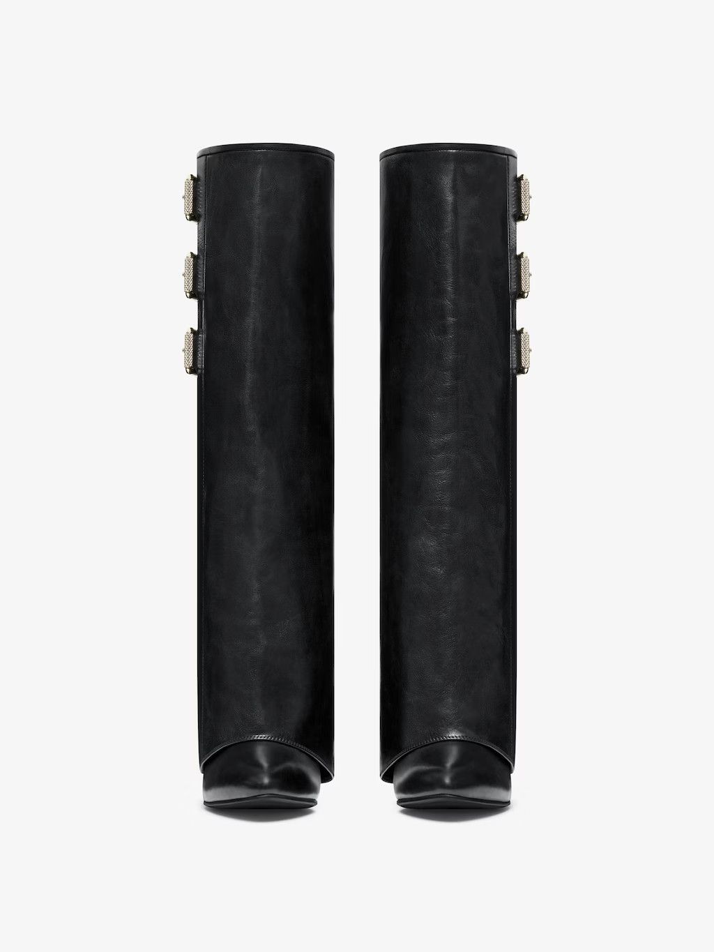 Givenchy o1lv12m0326 Shark Buckles High Boots 90mm in Black Size US 7 / IT 37 - 3 Thumbnail
