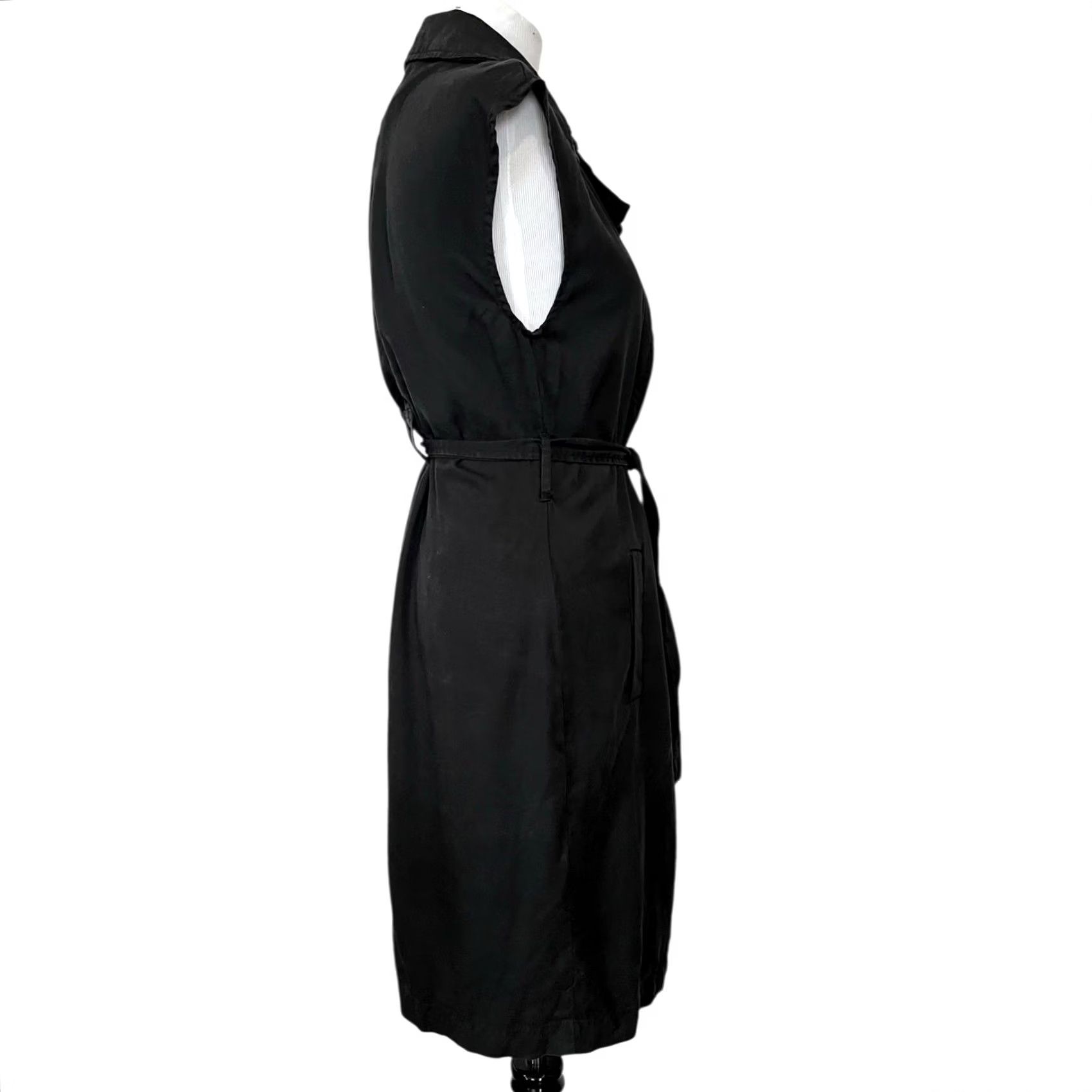 Vintage Tahari Black Lyocell Long Vest Belted Pockets Notch Collar Lightweight Womens M Vest Size M / US 6-8 / IT 42-44 - 7 Thumbnail
