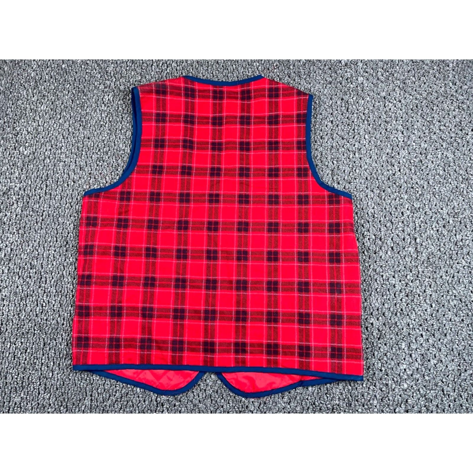 Sears VINTAGE VTG 80s Sears Flannel Vest Adult XL Tall Red Tartan Plaid Quilted Snap Button Size US XL / EU 56 / 4 - 2 Thumbnail