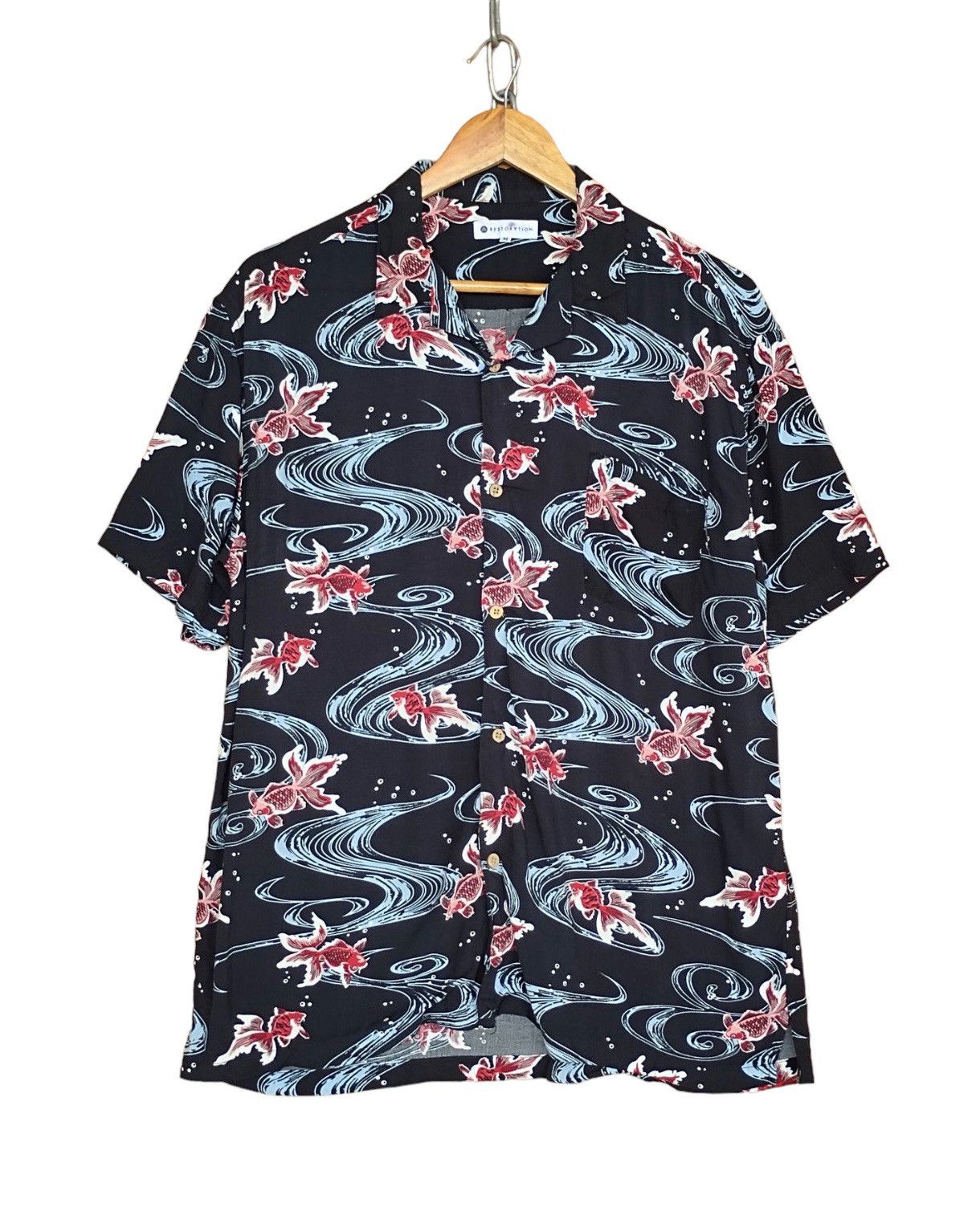 Karakuri Tamashii Japanese Hawaiian RESTORATION Goldfish Rayon Shirt Size US M / EU 48-50 / 2 - 1 Thumbnail