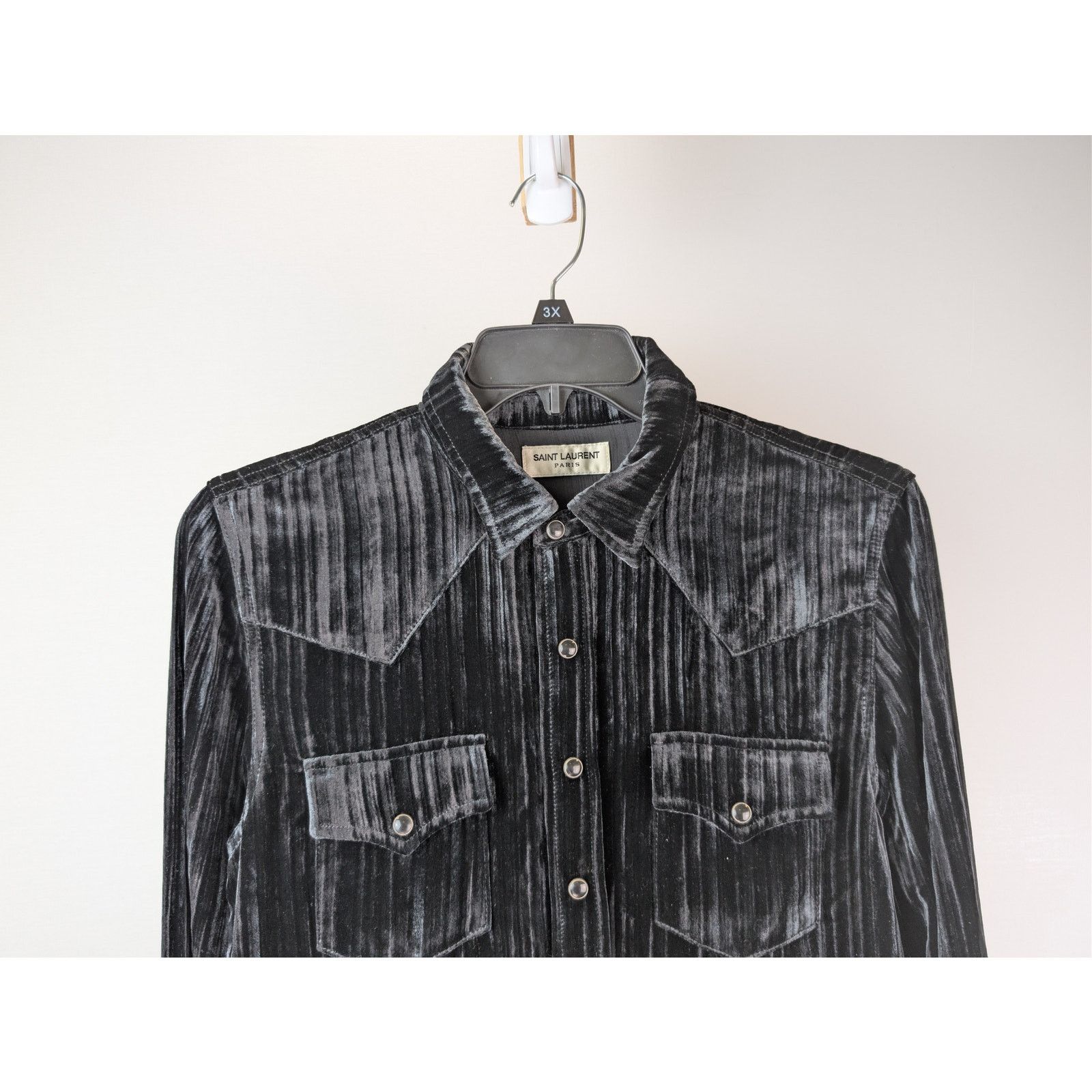 Saint Laurent Paris o1rshd1 CC20 Devore Ribbed Velvet Classic Western Shirt Size US M / EU 48-50 / 2 - 3 Thumbnail