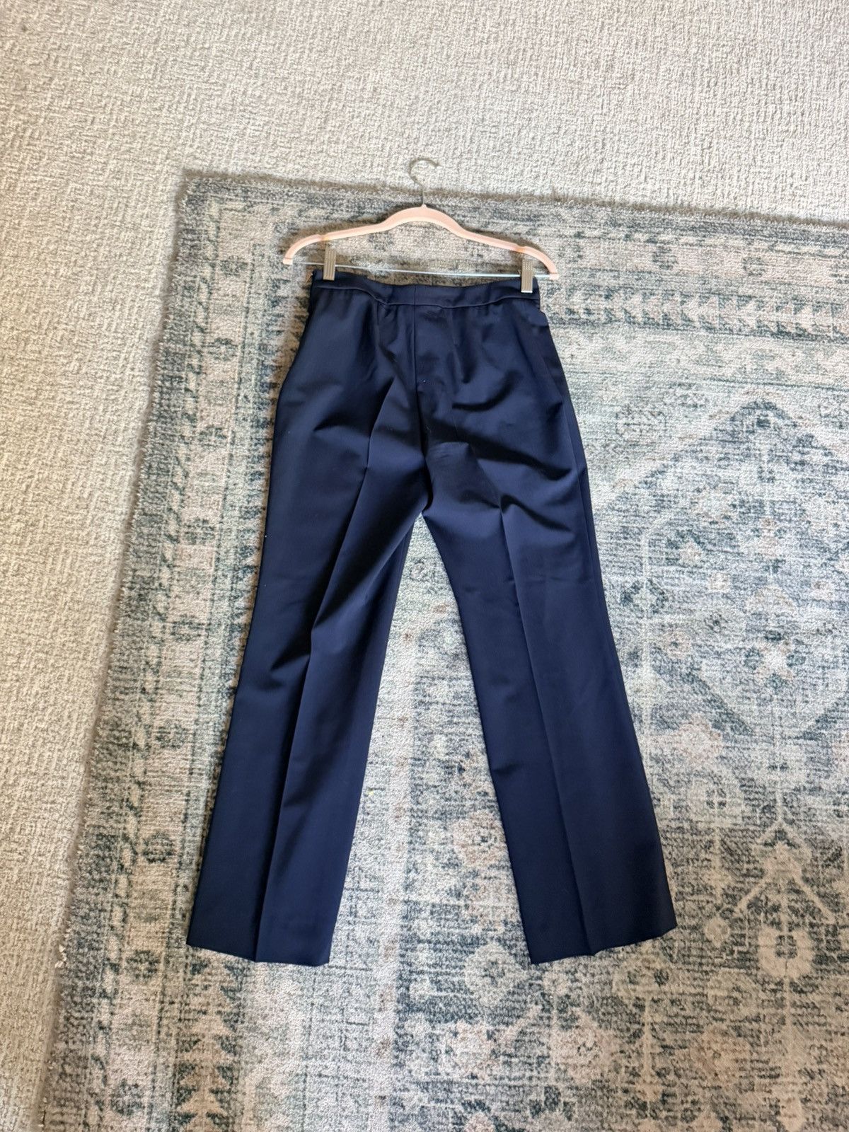 Hugo Boss Hugo boss navy pleated regular fit virgin wool trouser 4 Size 27" / US 4 / IT 40 - 14 Thumbnail