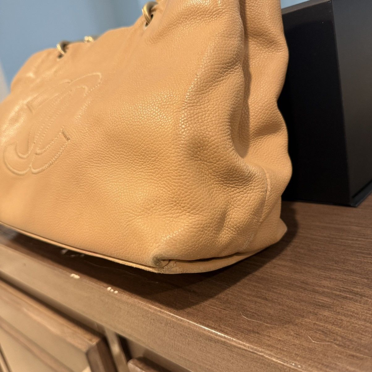 Chanel CHANEL Shopper Tote Bag Beige Grained Calfskin Handbag w/Box Size ONE SIZE - 5 Thumbnail
