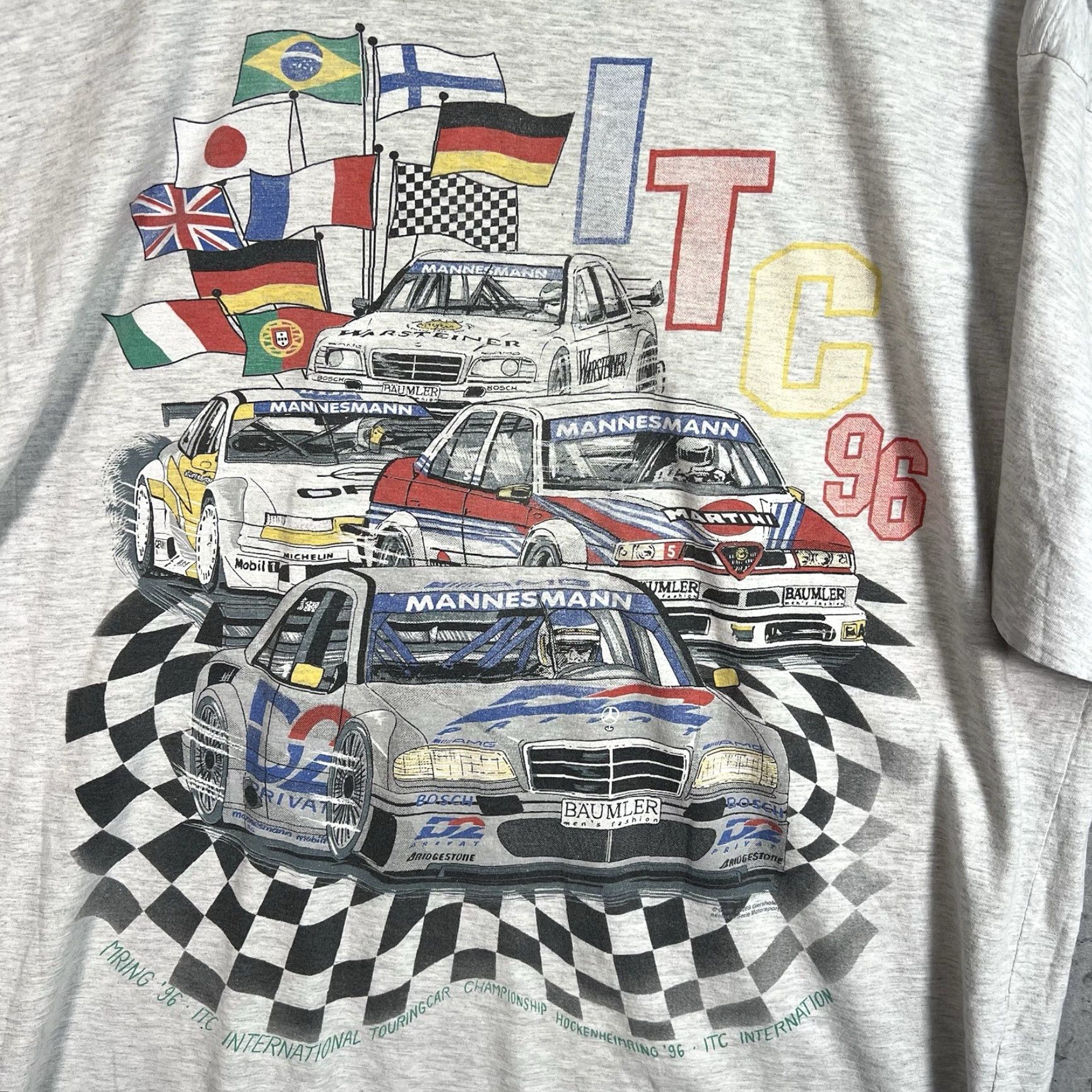 Vintage VINTAGE 1996 DTM International Touring Racing Graphic Tee Adult XL Gray Mens Size US XL / EU 56 / 4 - 5 Thumbnail