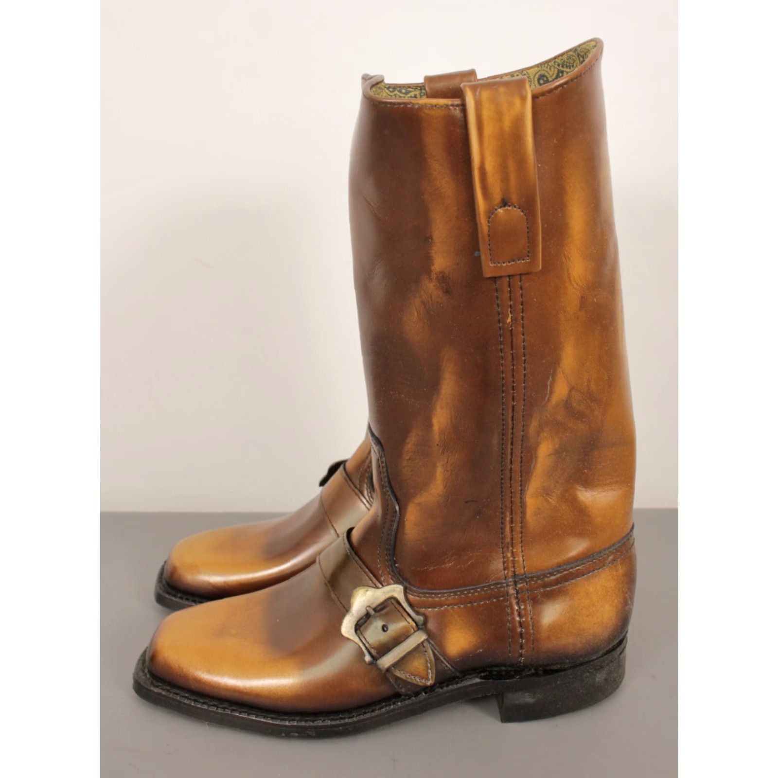 Vintage VINTAGE Men's VTG NOS 60s Shiny Leather Brown Buckle Boots Sz 6.5 D 1960s Texas Boots Mens 6.5 Brown Leather Texas 1960s VTG Shiny Buckle Boots Size US 7 / EU 40 - 3 Thumbnail