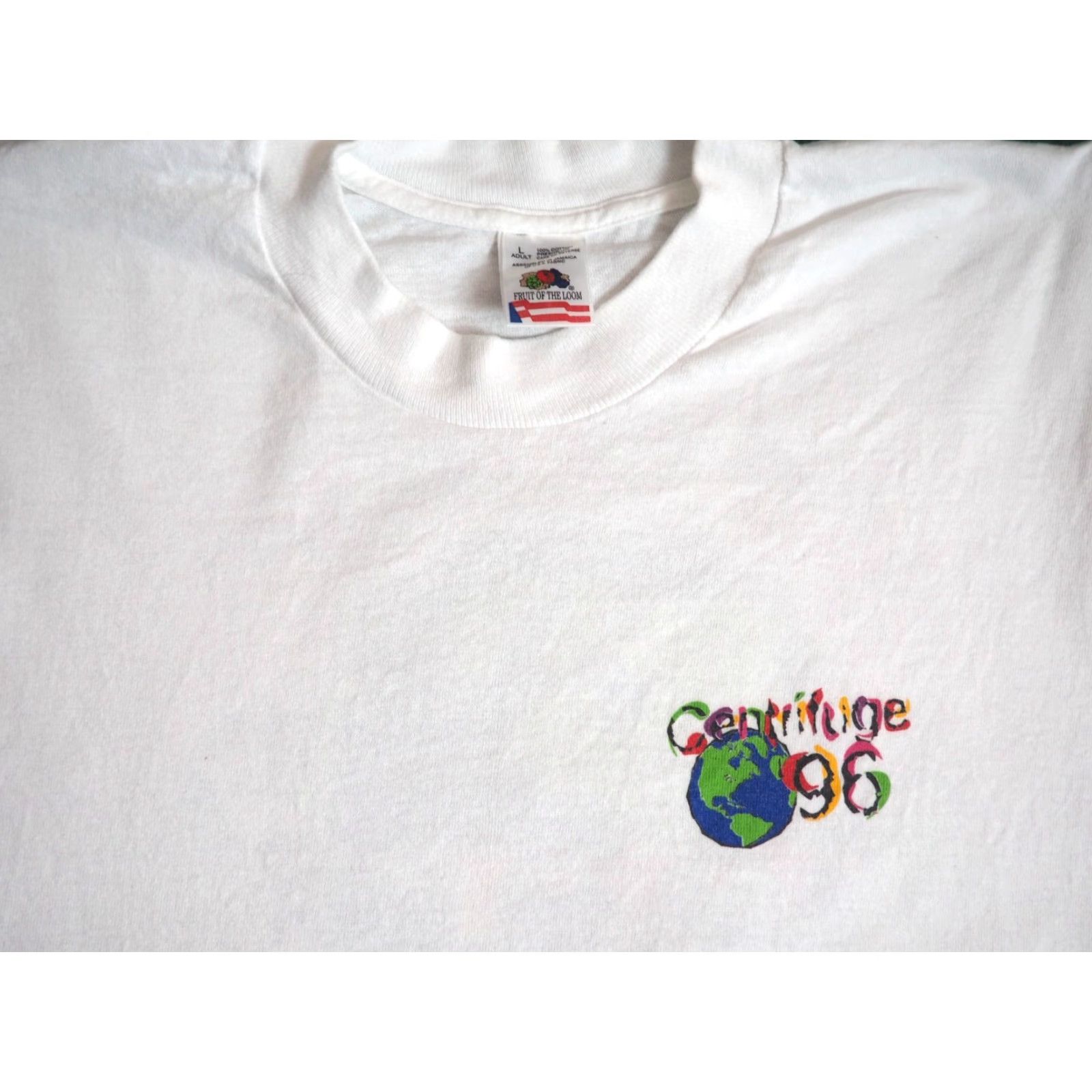 Fruit Of The Loom VTG 90s Fruit of the Loom Centrifuge Jesus Religion Earth Graphic Tee T-Shirt Mens M White Size US M / EU 48-50 / 2 - 7 Thumbnail