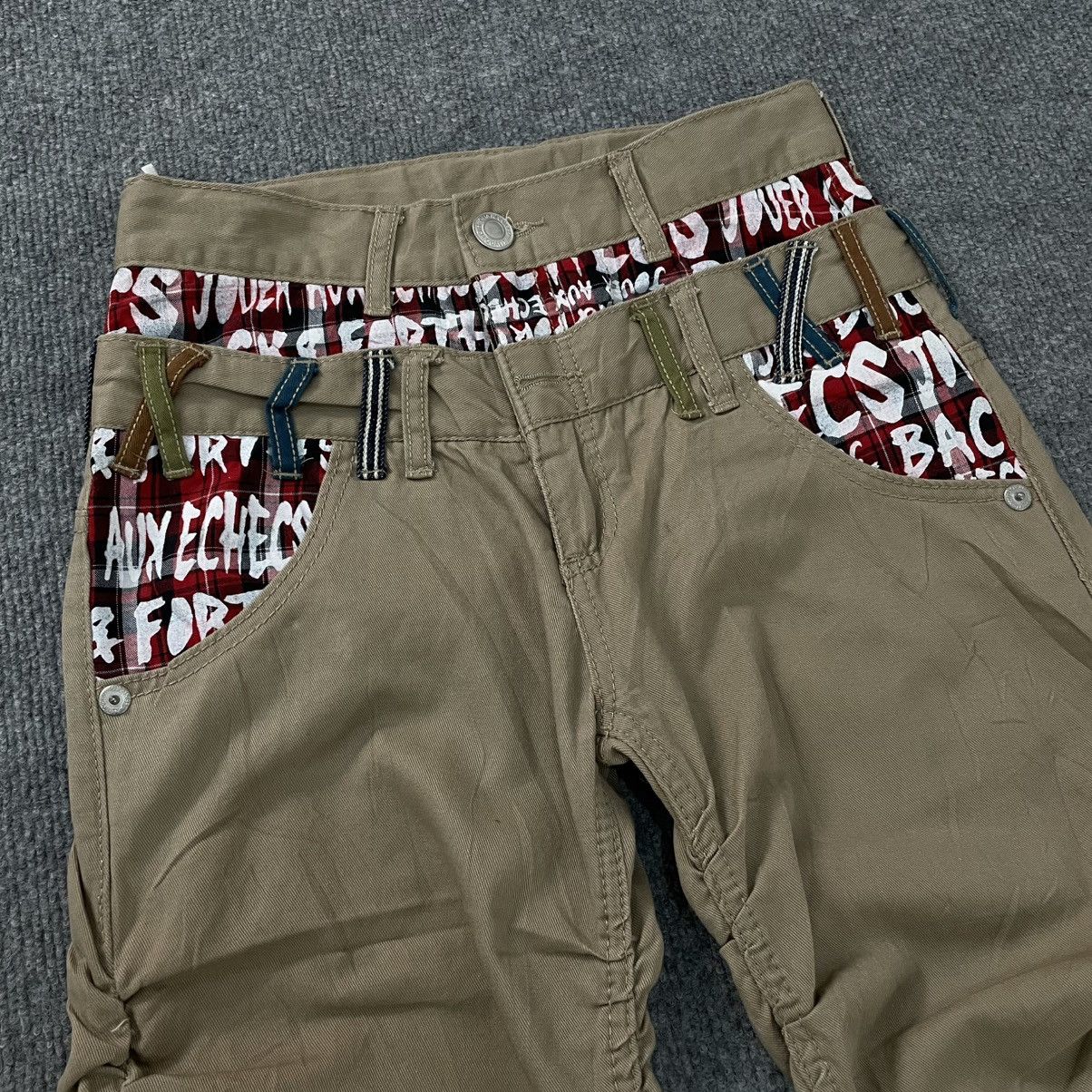PPFM Ruched Double Waist Pants with Graphic Contrast Panels Size US 26 / EU 42 - 6 Thumbnail