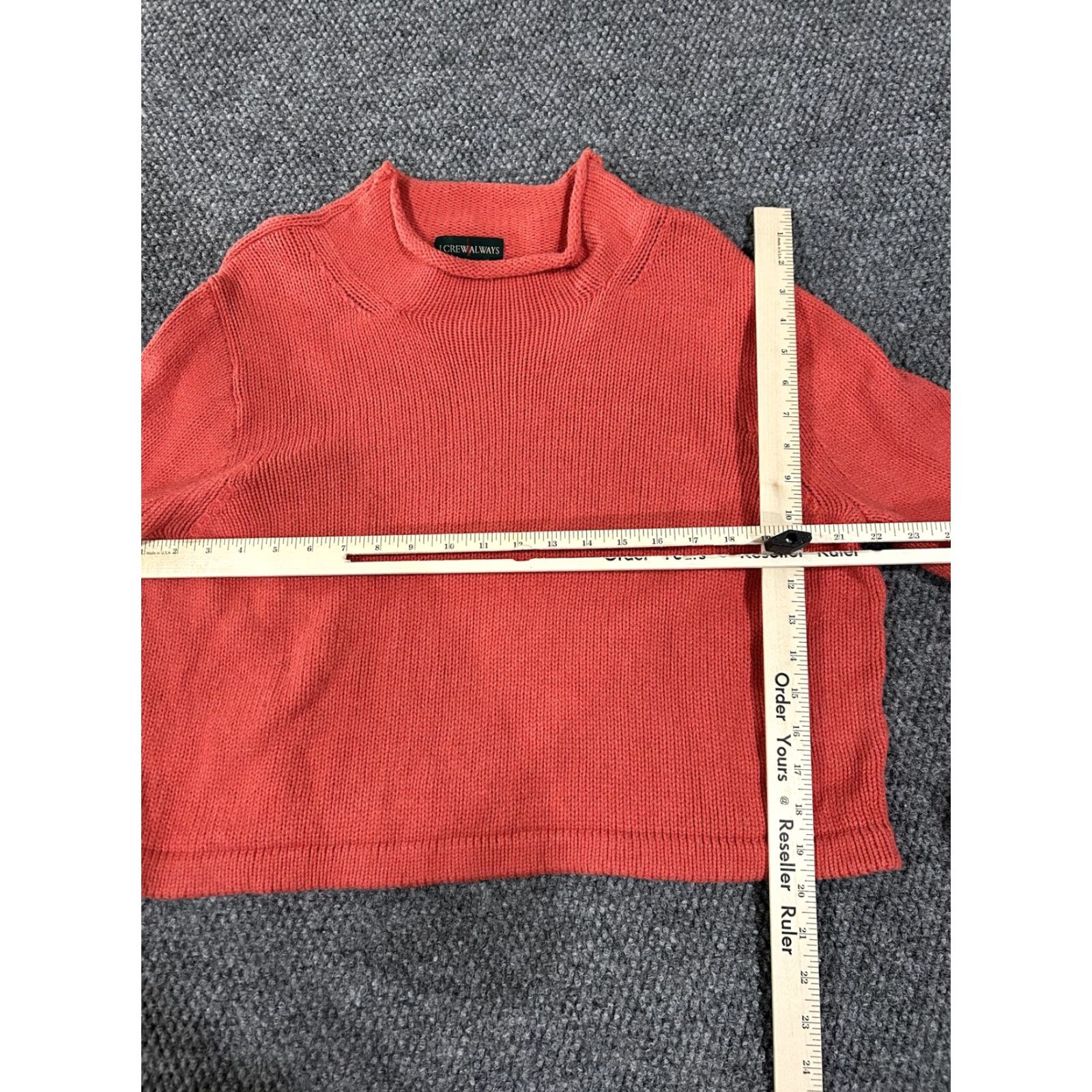 J.Crew J.Crew Oarsman Sweater Womens XL Orange Mock Neck Knit Cropped Pullover Cotton Sweatshirt? Size XL / US 12-14 / IT 48-50 - 3 Thumbnail