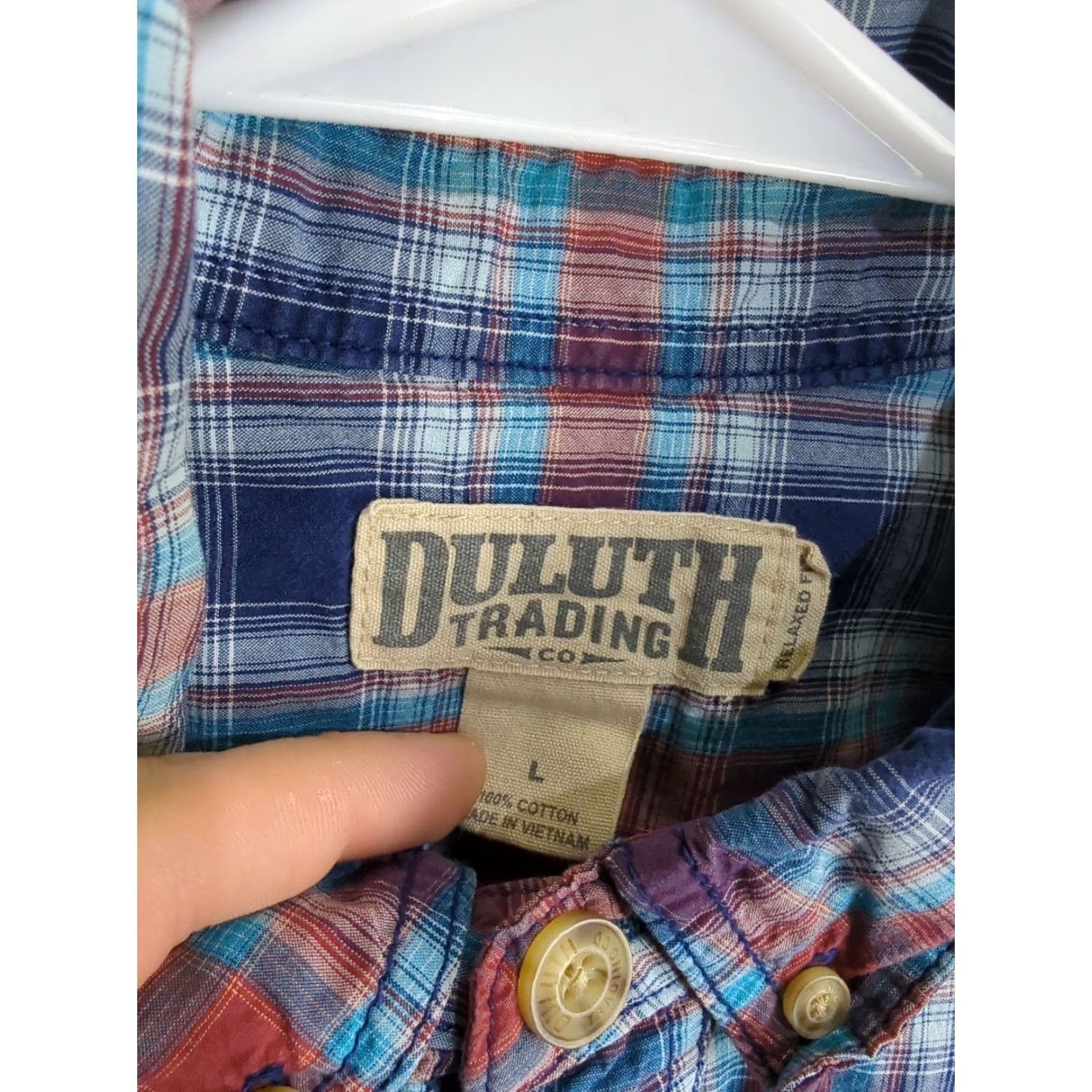 Duluth Trading Company Duluth Trading Button Front Shirt Cotton Red Blue Plaid Large Relaxed Fit Shirt Mens Button-Up Long Sleeve Multicolor Plaid Casual Size US L / EU 52-54 / 3 - 2 Thumbnail