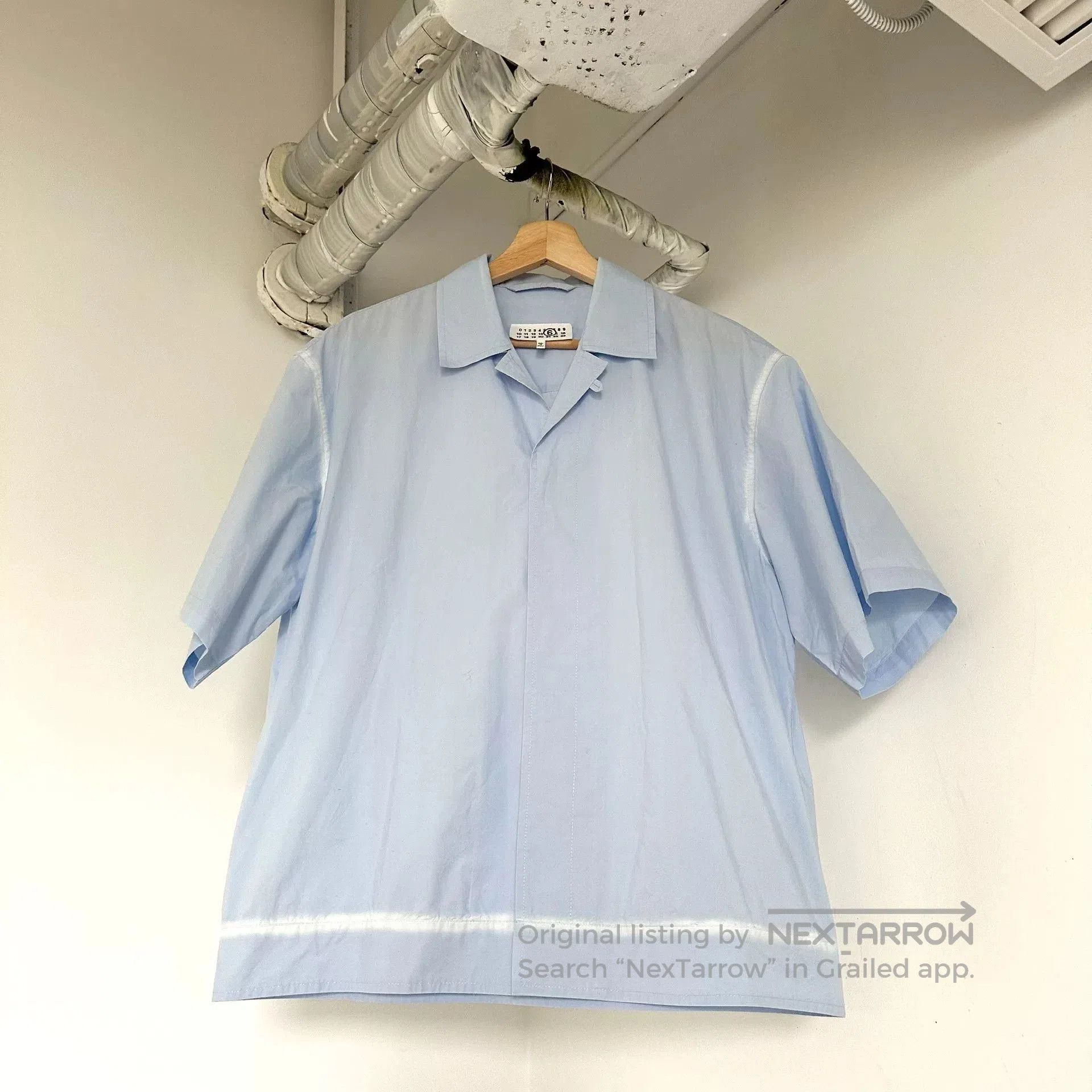 Maison Margiela Maison Margiela Sky Blue Distressed Shirt. Size US M / EU 48-50 / 2 - 1 Thumbnail