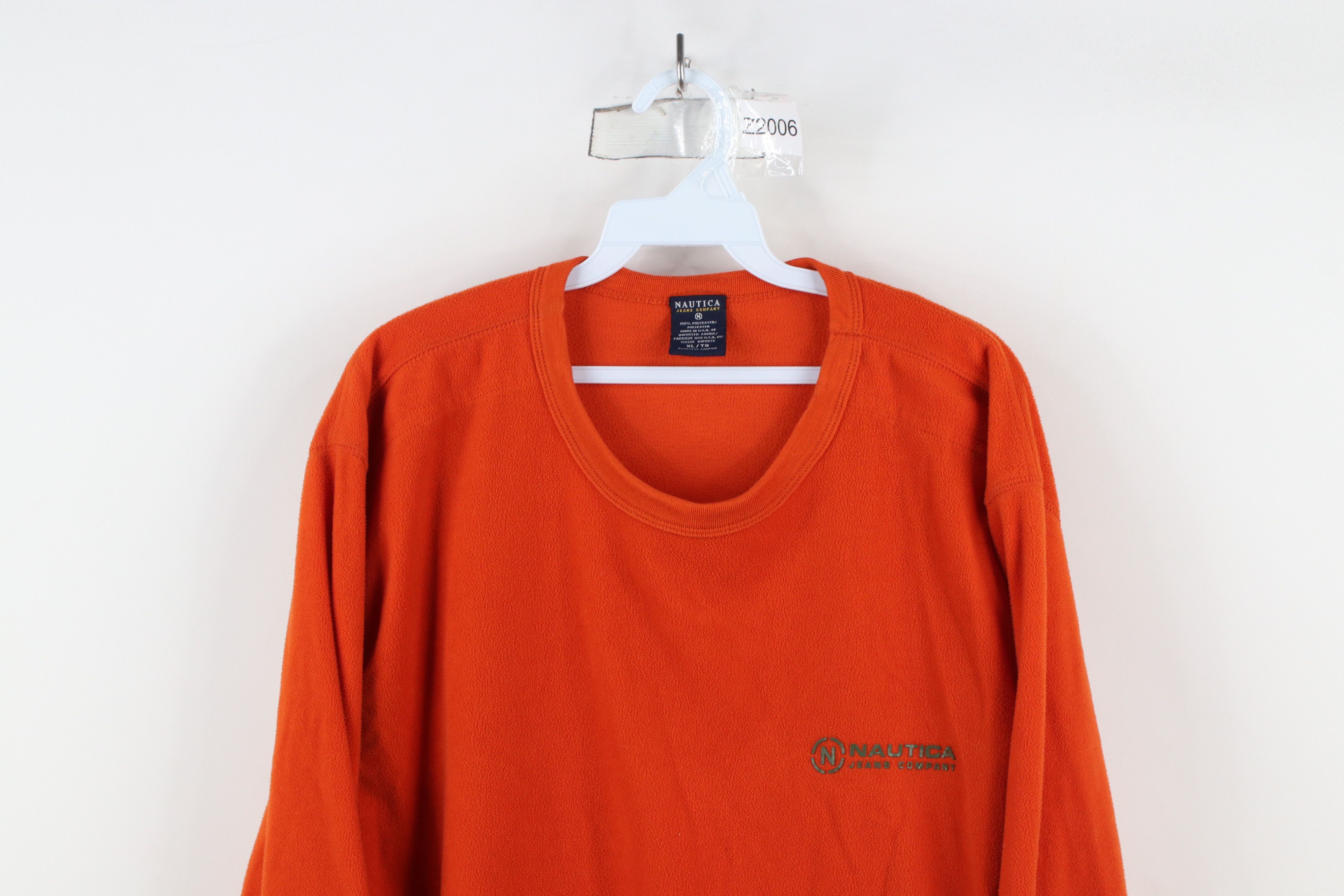 Nautica × Vintage Vintage 90s Nautica Spell Fleece Crewneck Sweater Orange USA Size US XL / EU 56 / 4 - 2 Thumbnail