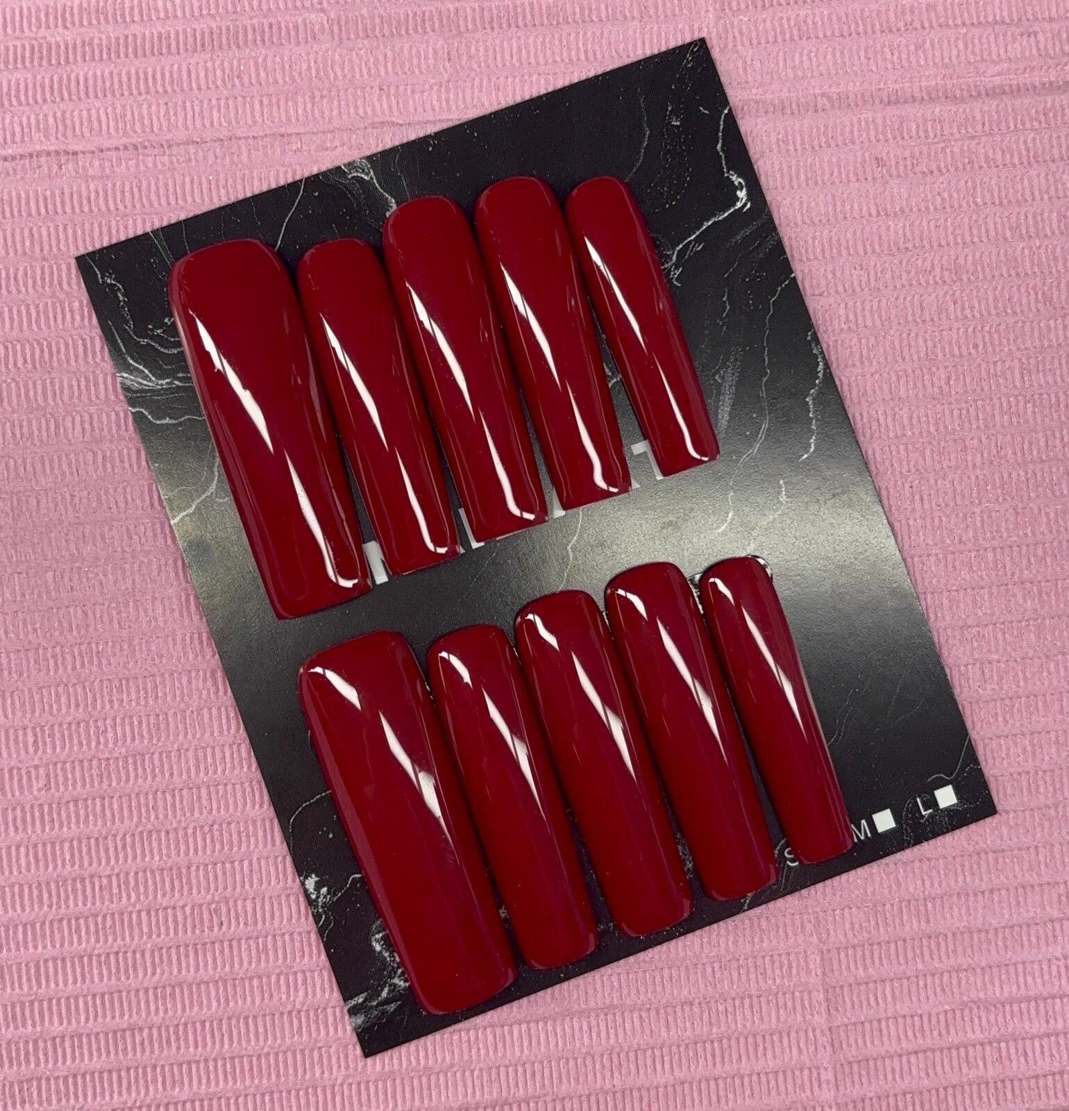 Handmade Extra long square Press on nails solid color builder gel Size ONE SIZE - 9 Thumbnail