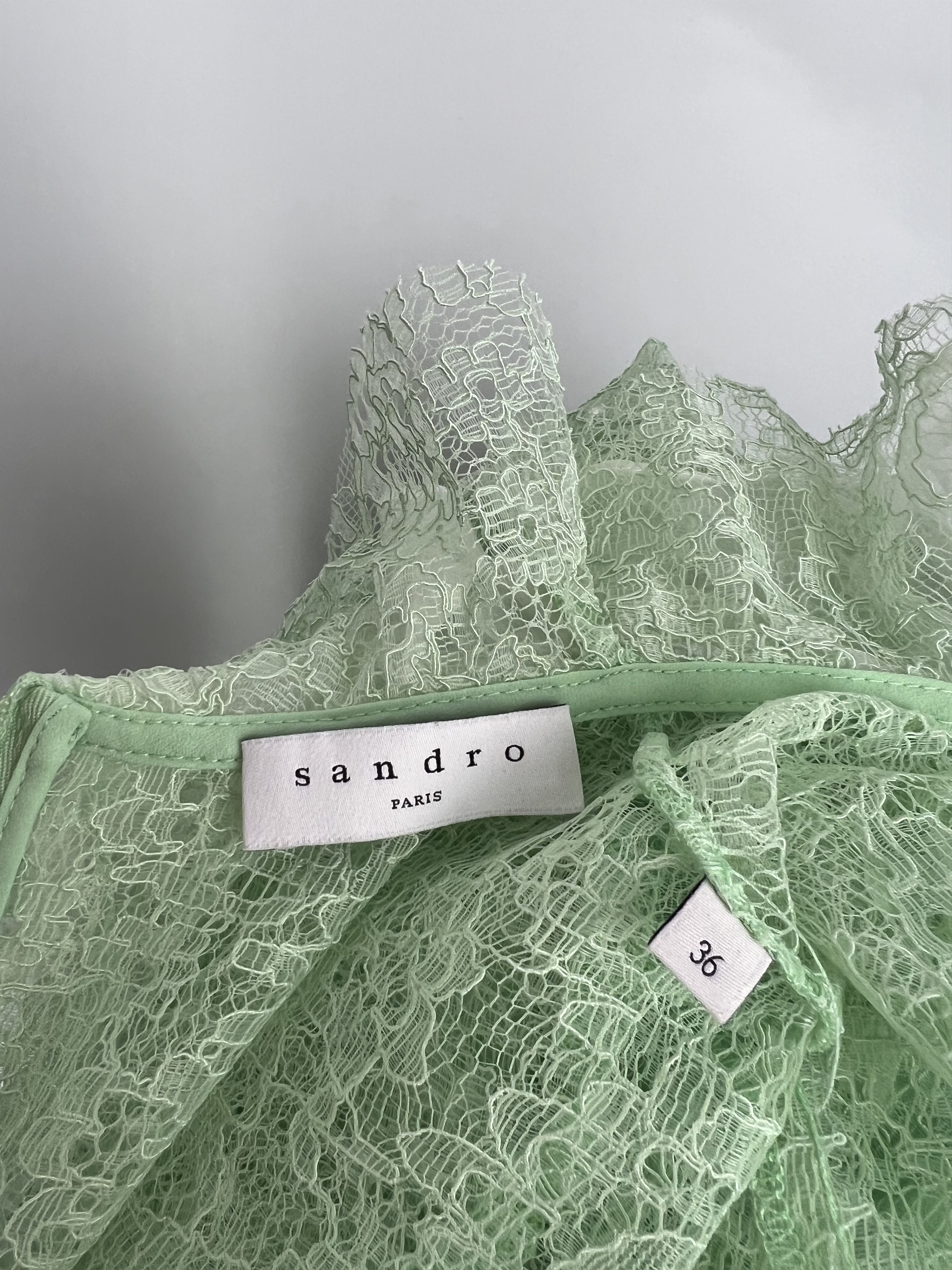 Sandro Sandro Mint Guipure Lace Long Sleeve Mini Dress Size 36 Size XS / US 0-2 / IT 36-38 - 11 Thumbnail